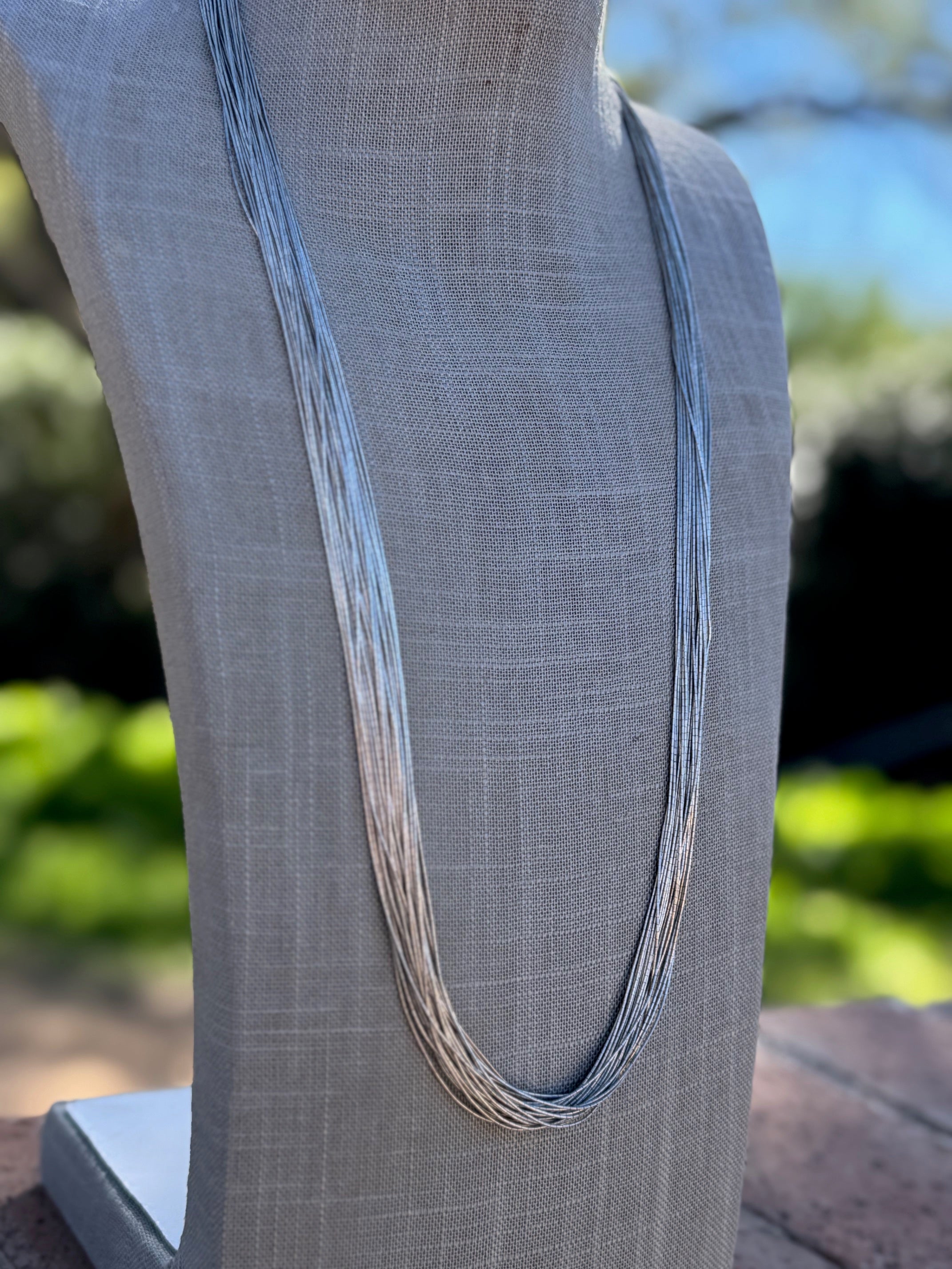 Handmade Liquid Silver Sterling Silver 30 Strand Necklace 30"