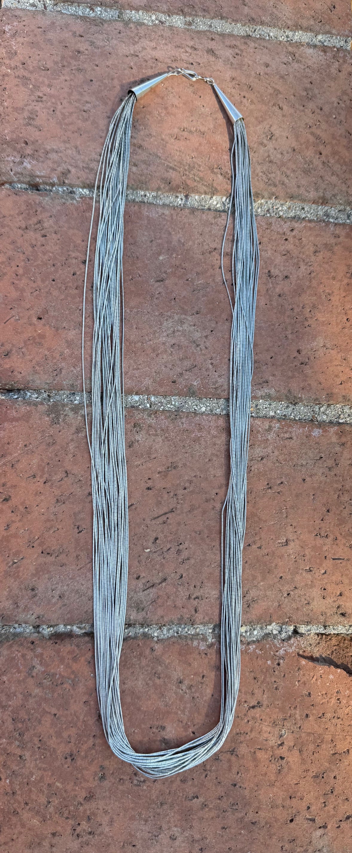 Handmade Liquid Silver Sterling Silver 20 Strand Necklace 24"