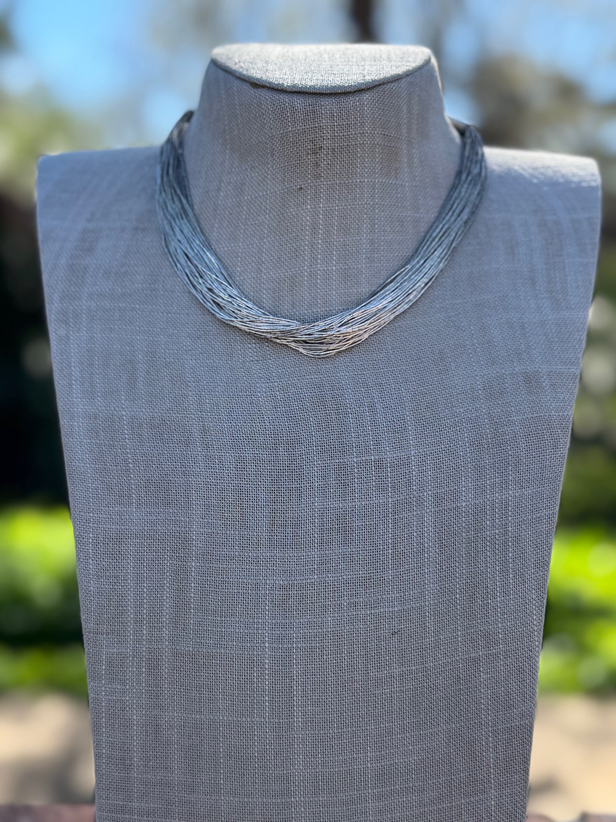 Handmade Liquid Silver Sterling Silver 50 Strand Necklace 16"