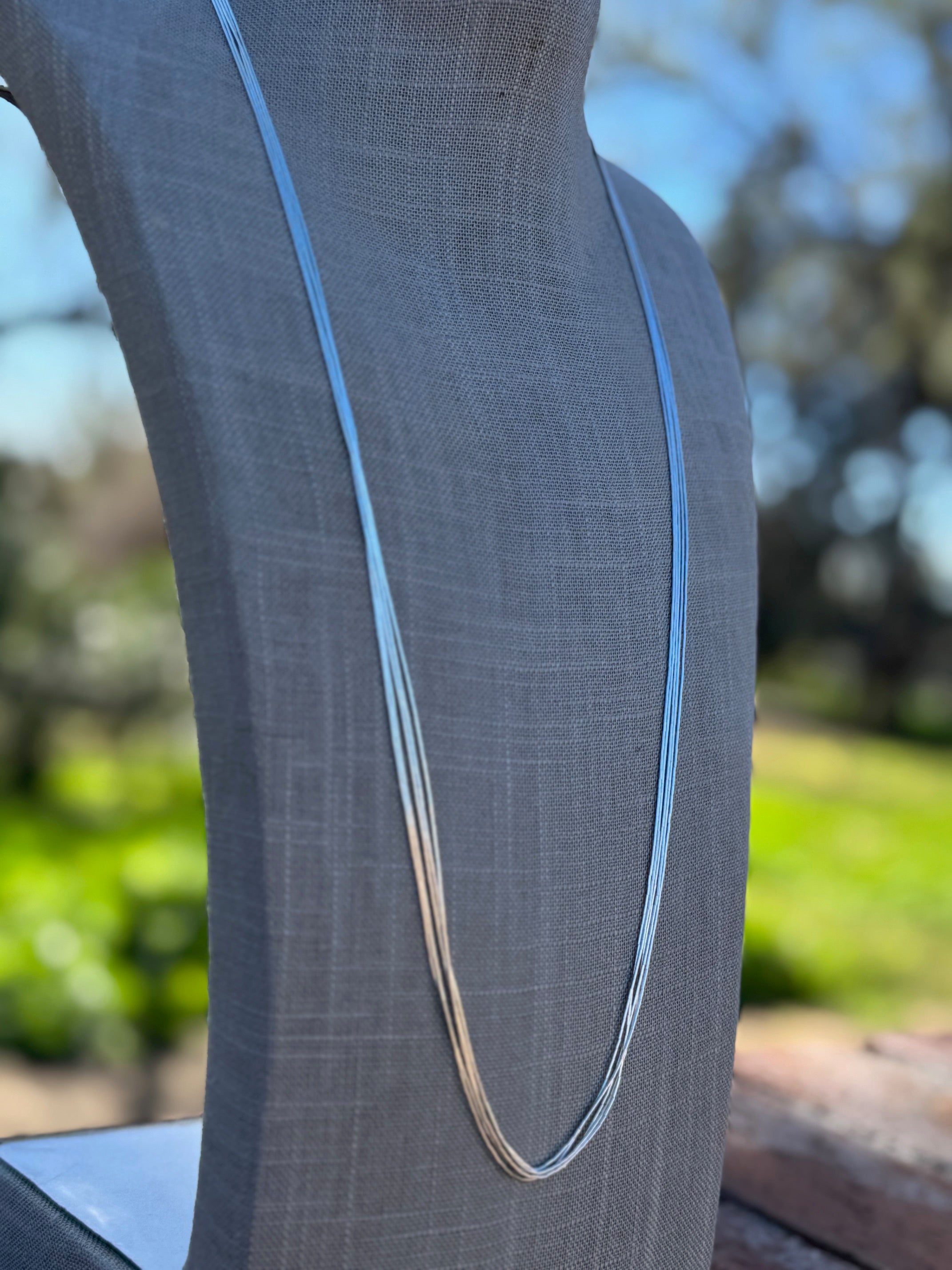 Handmade Liquid Silver Sterling Silver 5 Strand Necklace 30"