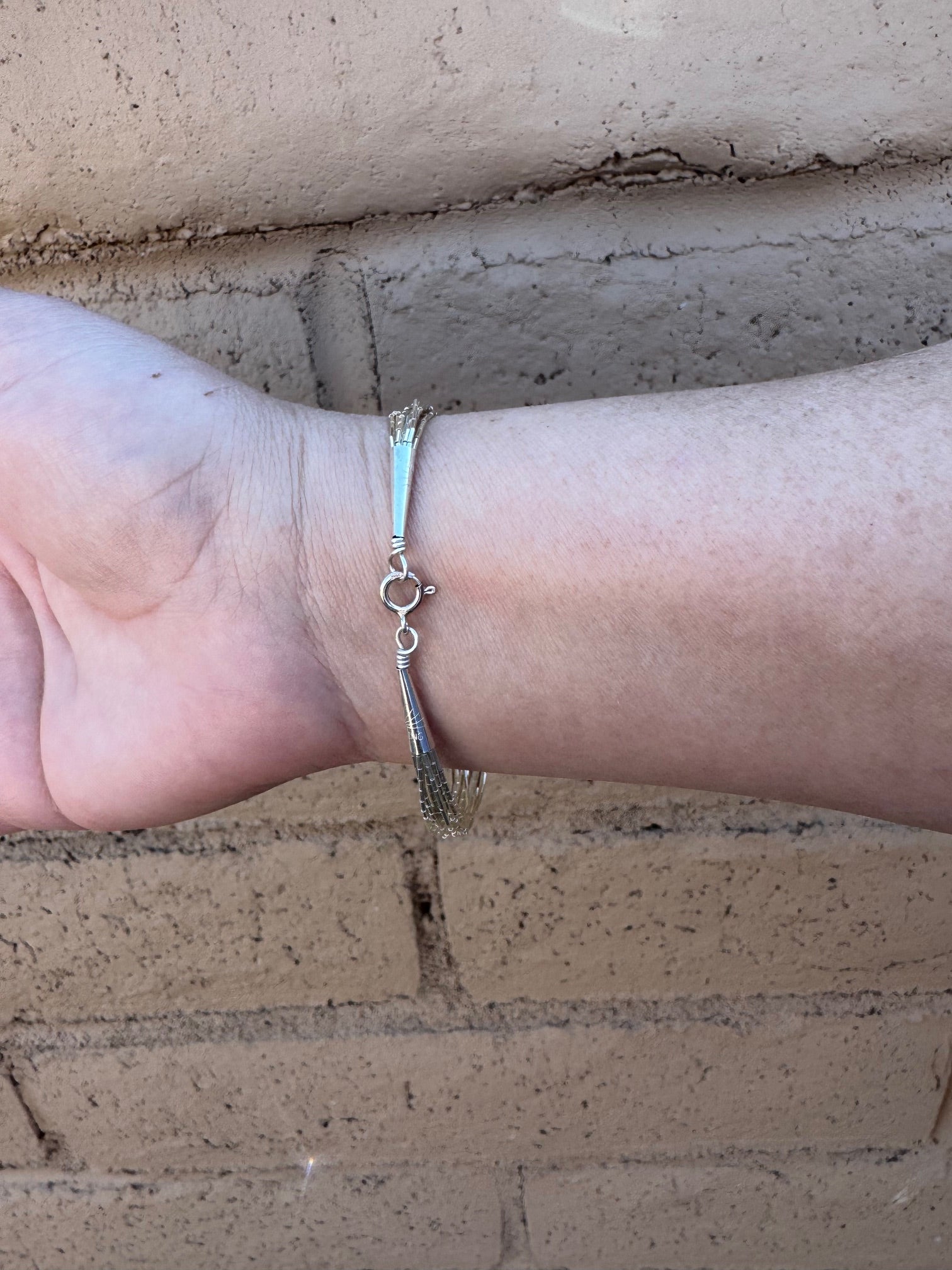 Handmade Liquid Silver Sterling Silver 10 Strand Bracelet 7"