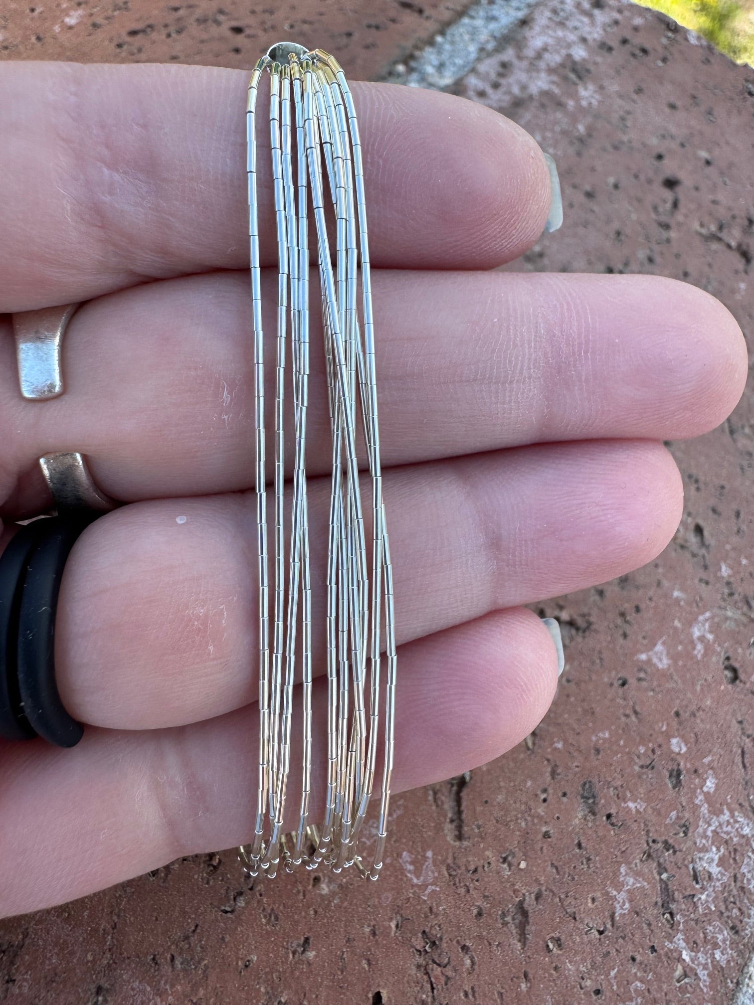 Handmade Liquid Silver Sterling Silver 10 Strand Bracelet 7"