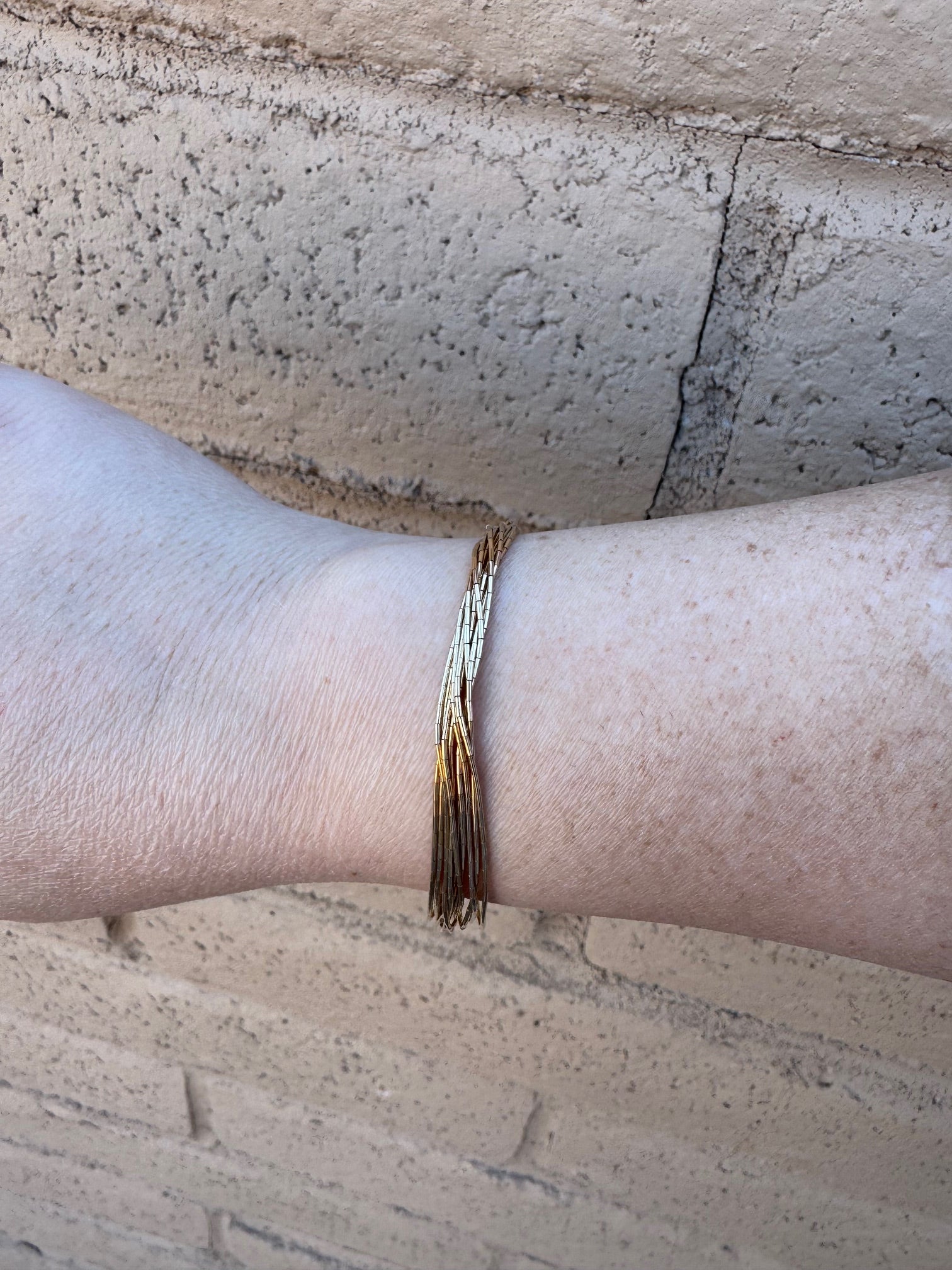 Handmade Liquid Gold 10 Strand Bracelet 7"