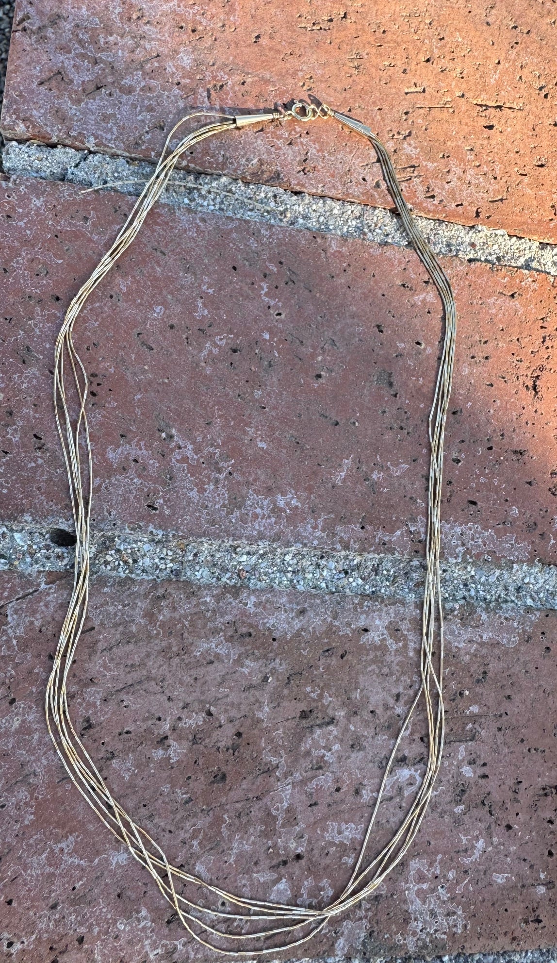 Handmade Liquid Gold 5 Strand Necklace 24"