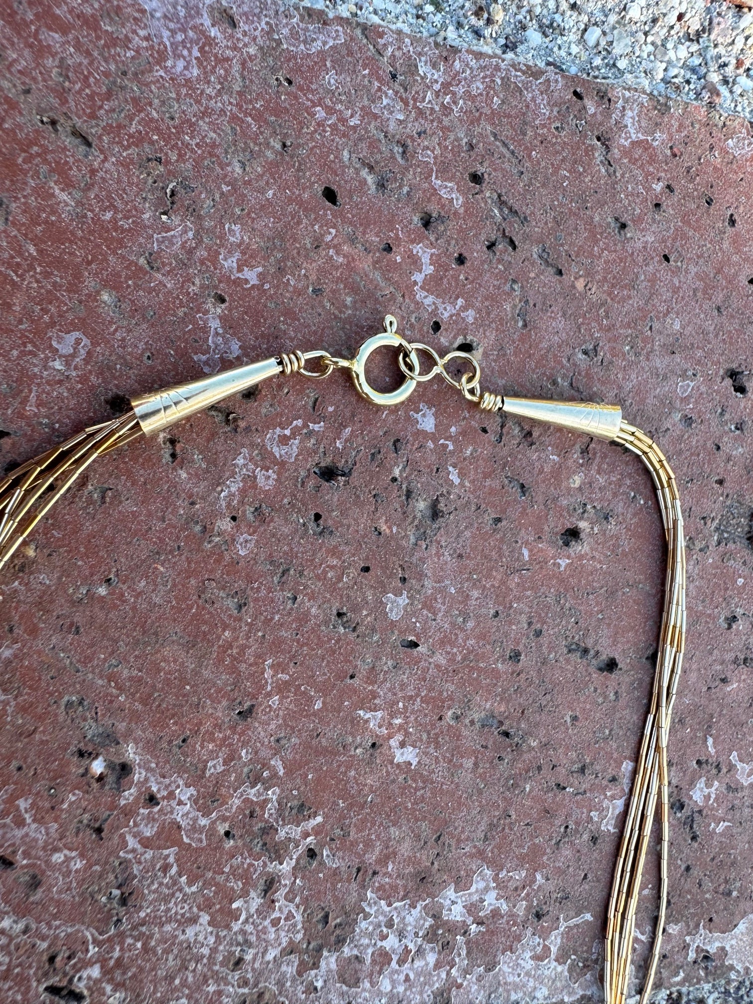 Handmade Liquid Gold 5 Strand Necklace 24"