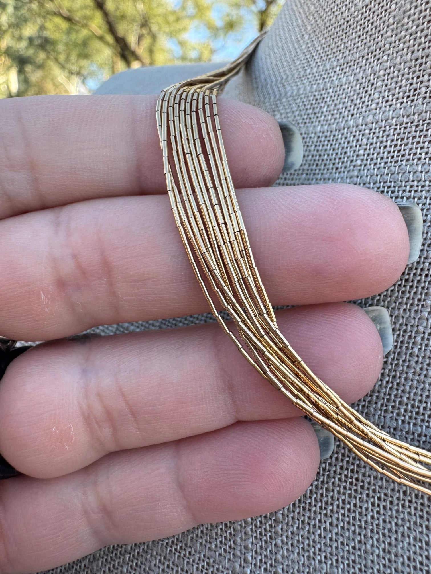 Handmade Liquid Gold 10 Strand Necklace 16"