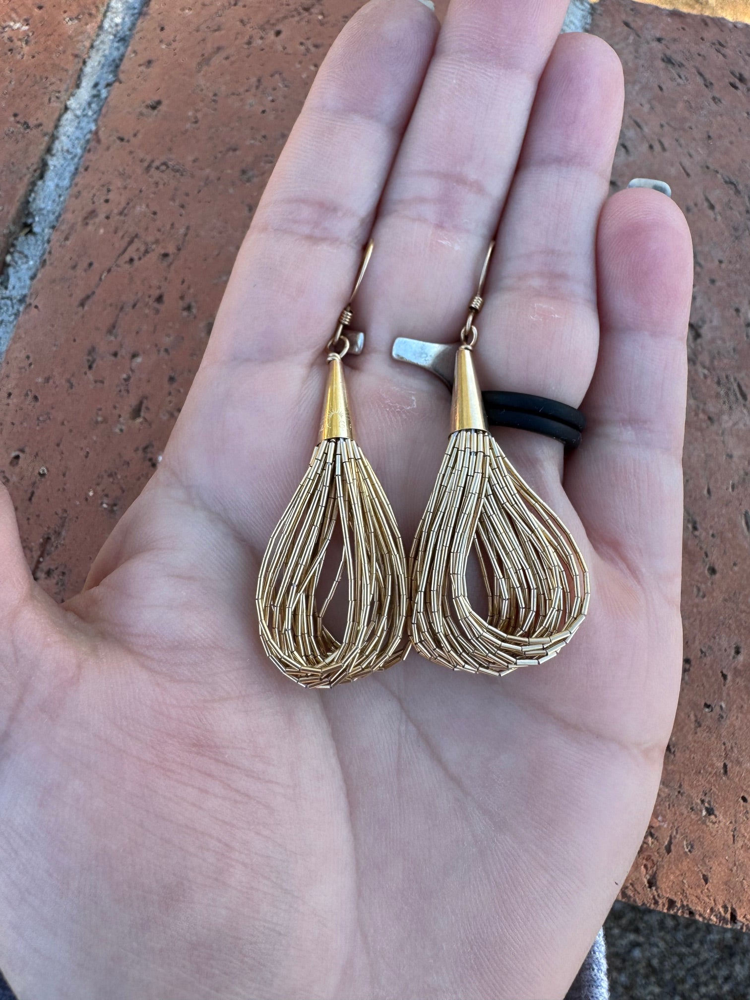 Handmade Liquid Gold 20 Strand Wire Earrings