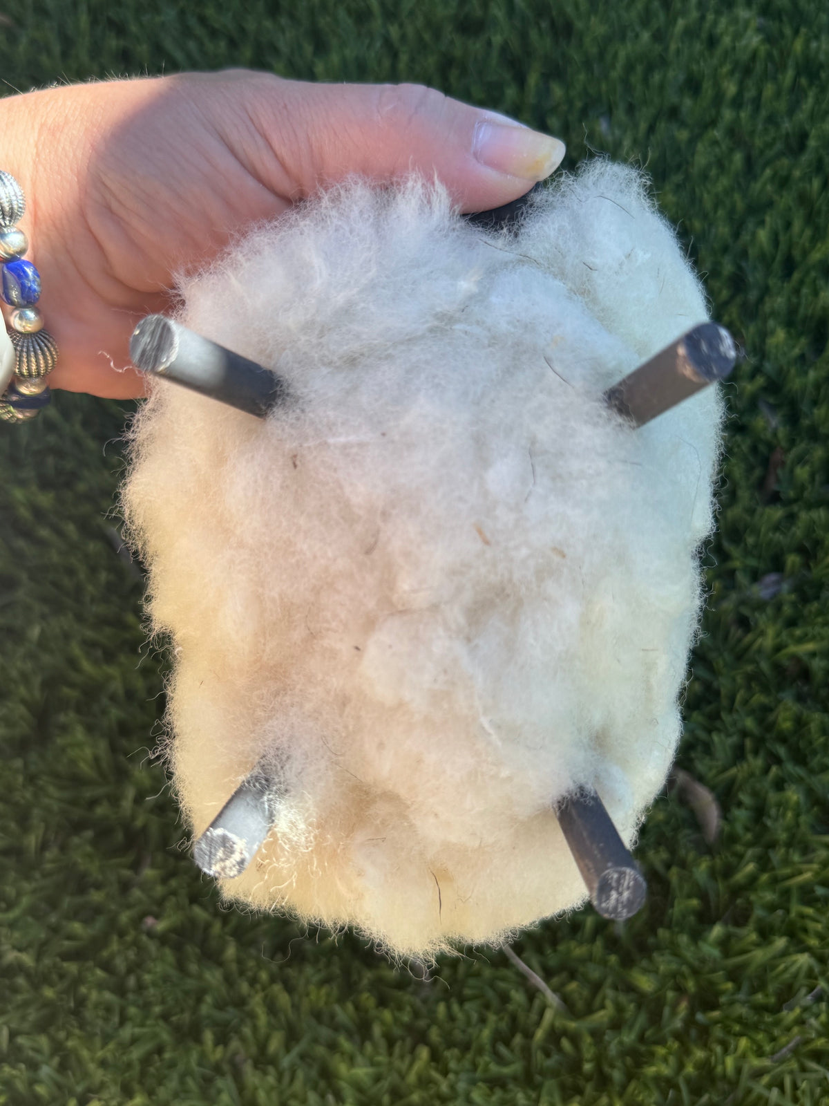 Handcrafted Sheep Figurine With Authentic Sheep Wool by Lorinda Chicharello