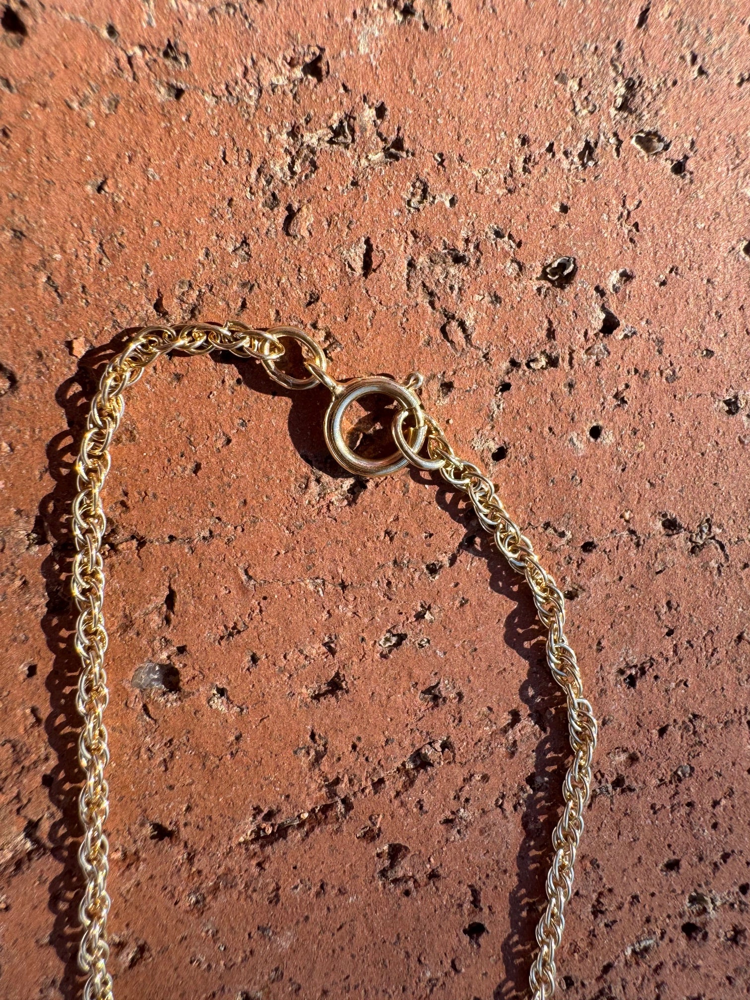 Handmade Gold Filled Over Sterling Silver & Opal Inlay Pendant Necklace 16"