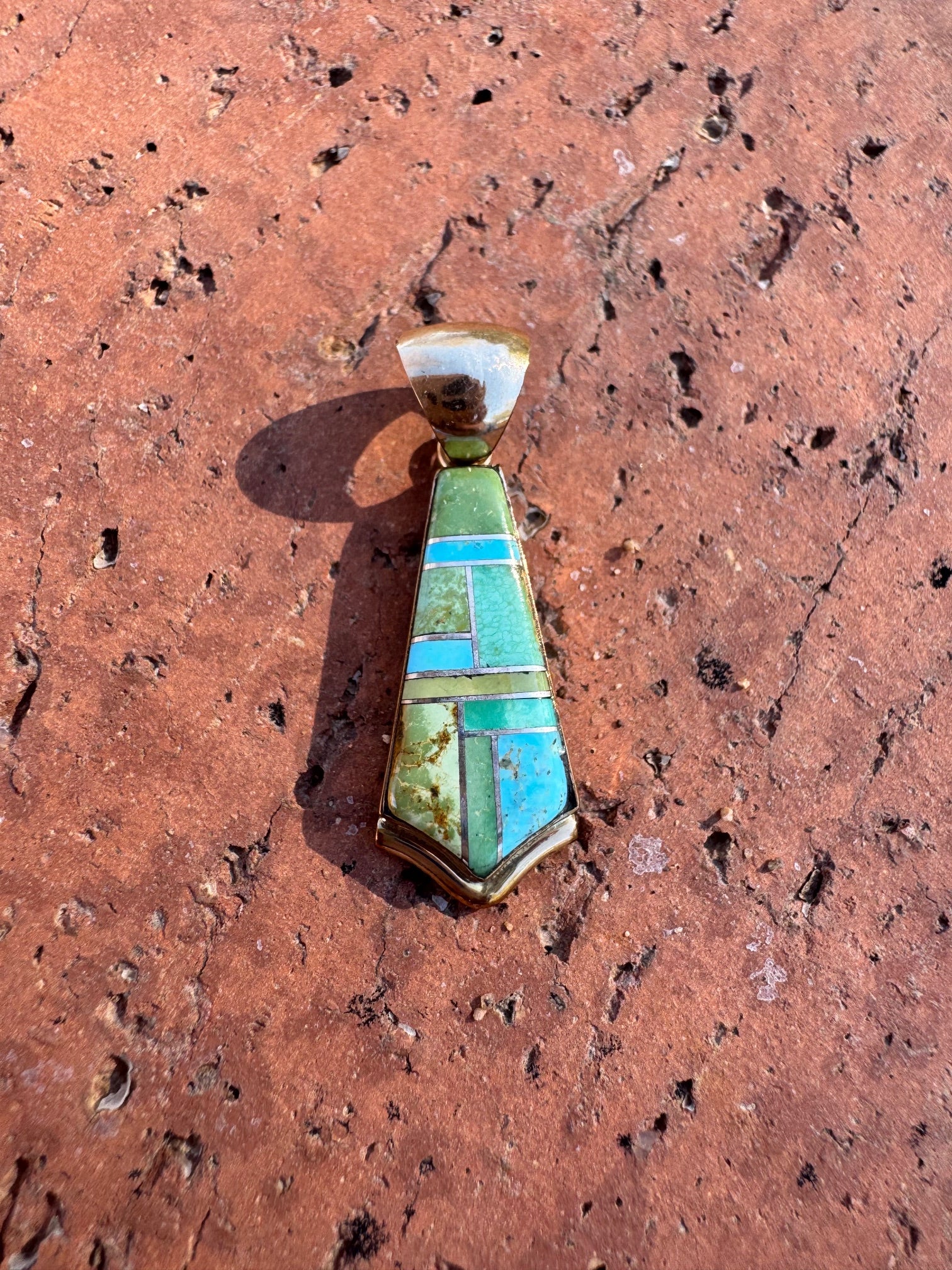 Handmade Gold Filled Over Sterling Silver & Sonoran Mountain Turquoise Inlay Pendant