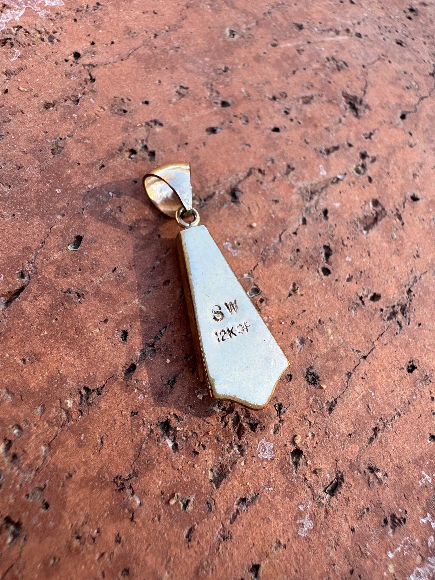 Handmade Gold Filled Over Sterling Silver & Sonoran Mountain Turquoise Inlay Pendant
