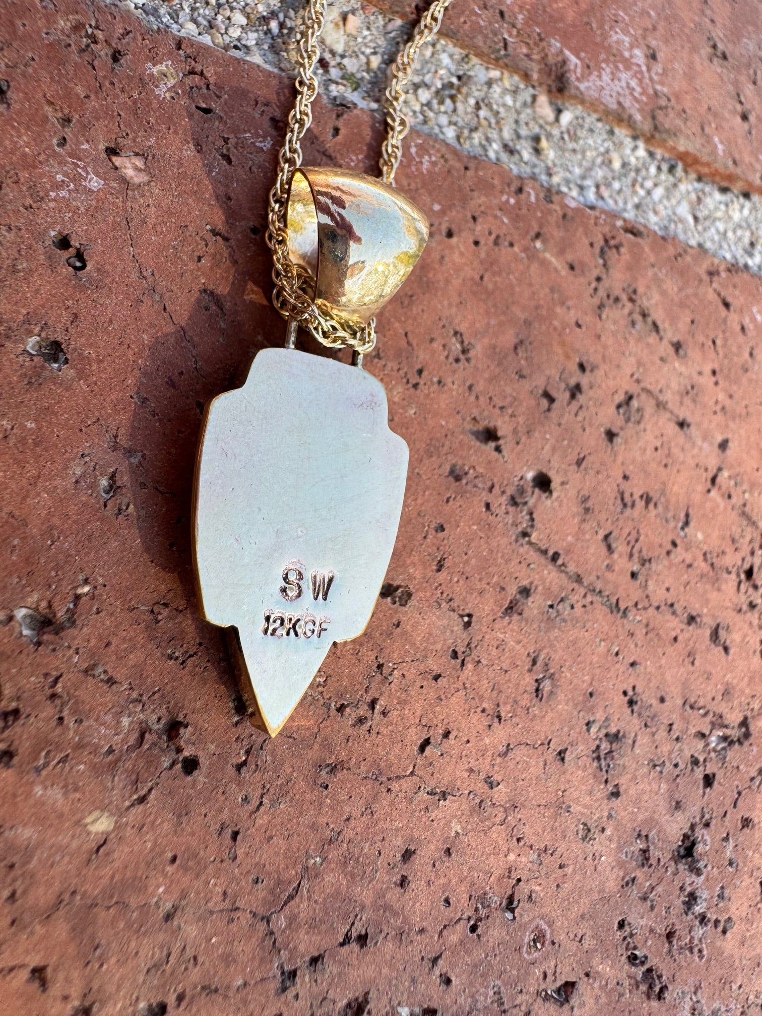 Handmade Gold Filled Over Sterling Silver & Opal Inlay Pendant Necklace