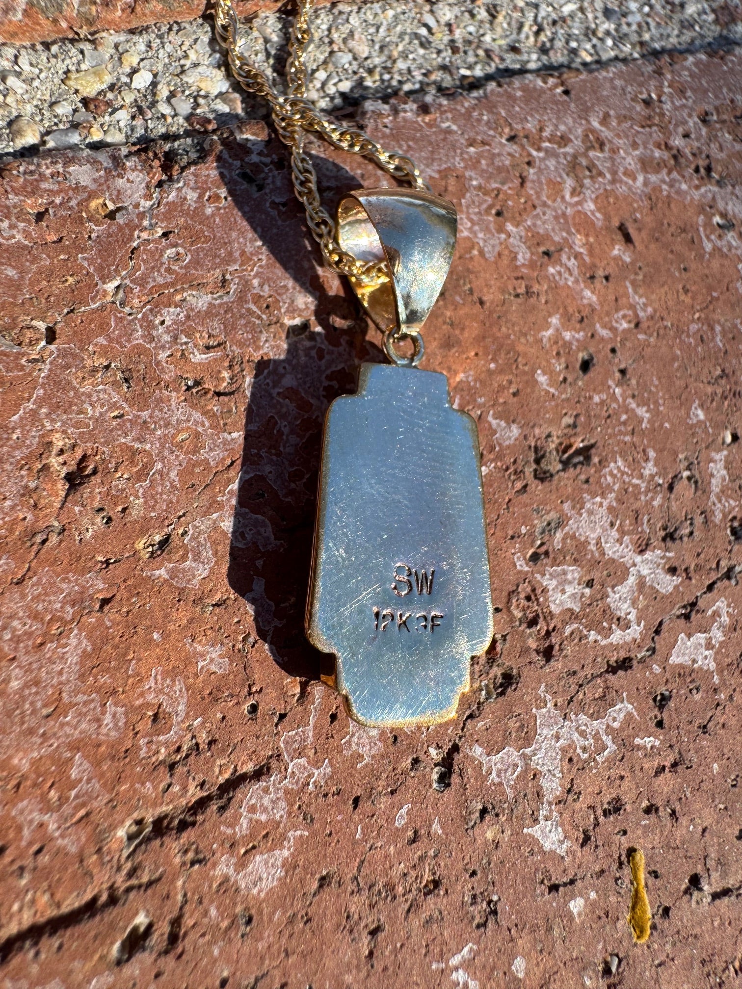 Handmade Gold Filled Over Sterling Silver & Sonoran Mountain Turquoise Inlay Pendant Necklace (Copy)