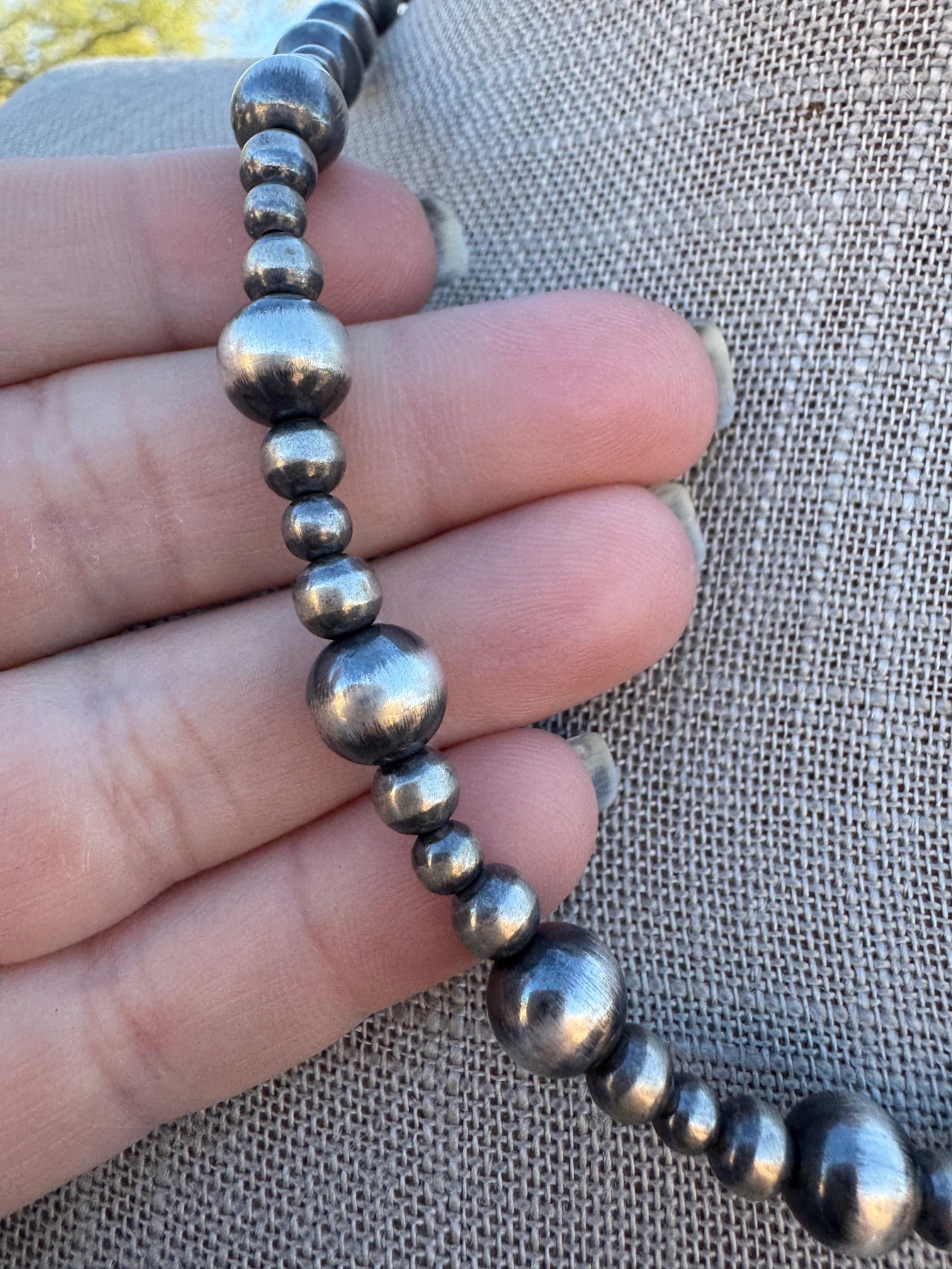 Handmade Sterling Silver Pearl Beaded 4-8mm Necklace 18"