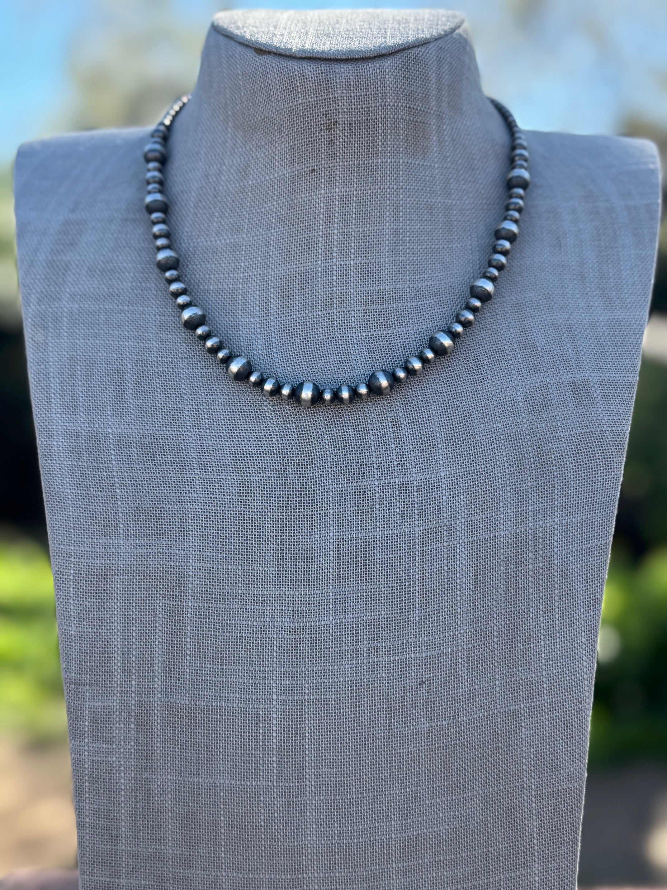 Handmade Sterling Silver Pearl Beaded 4-8mm Necklace 18"