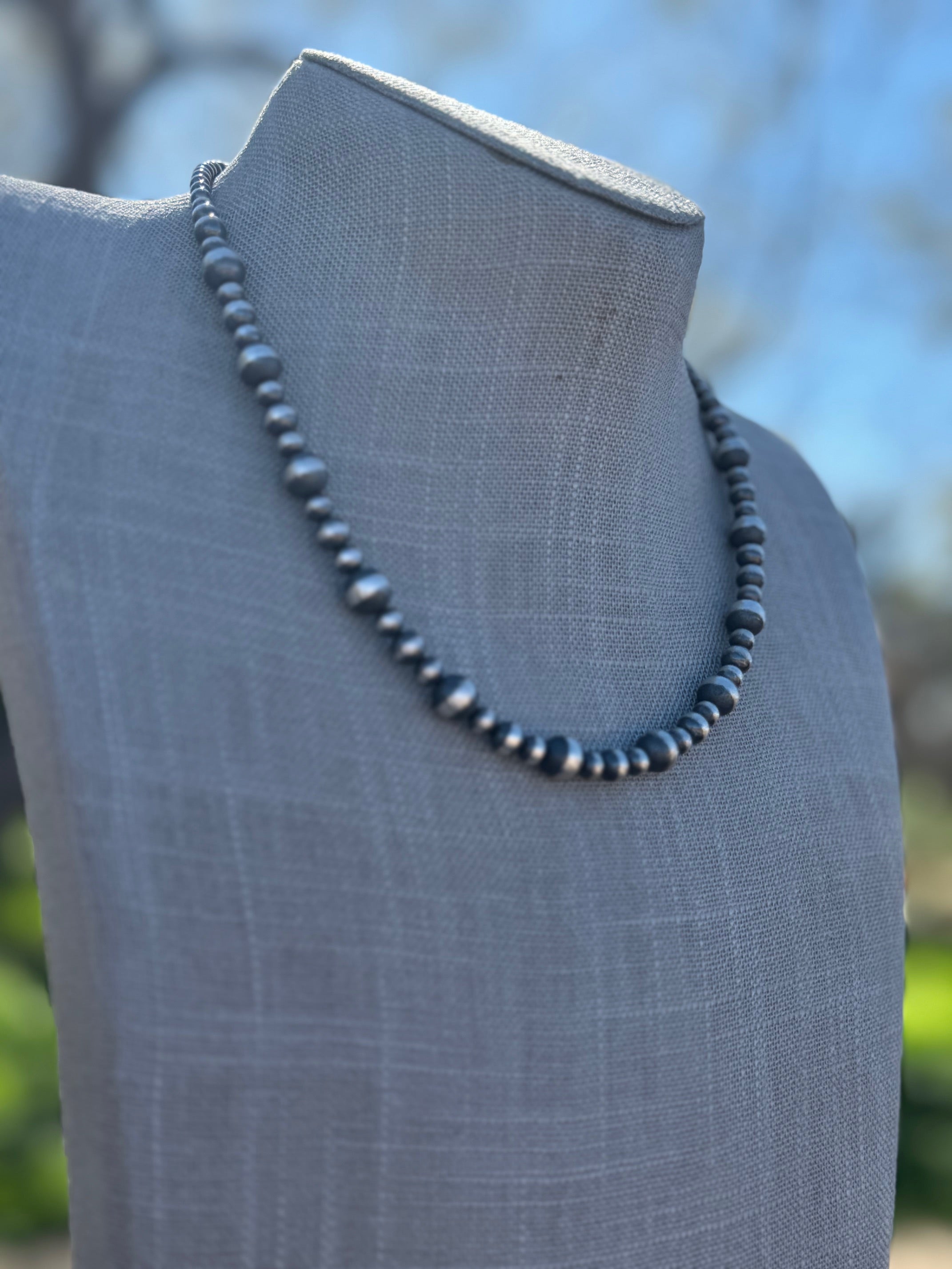 Handmade Sterling Silver Pearl Beaded 4-8mm Necklace 18"