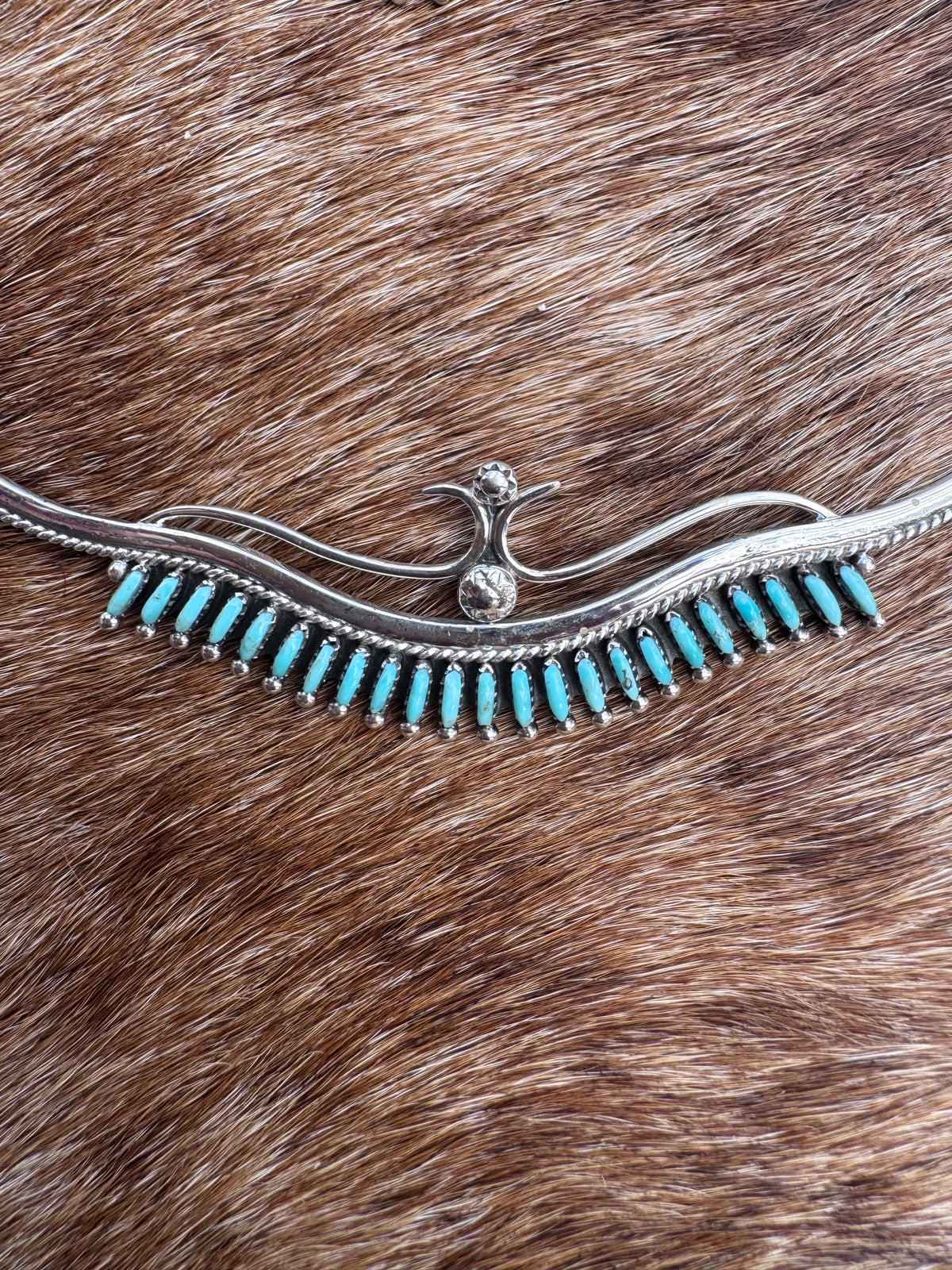 Handmade Sterling Silver & Turquoise Needlepoint Necklace Set