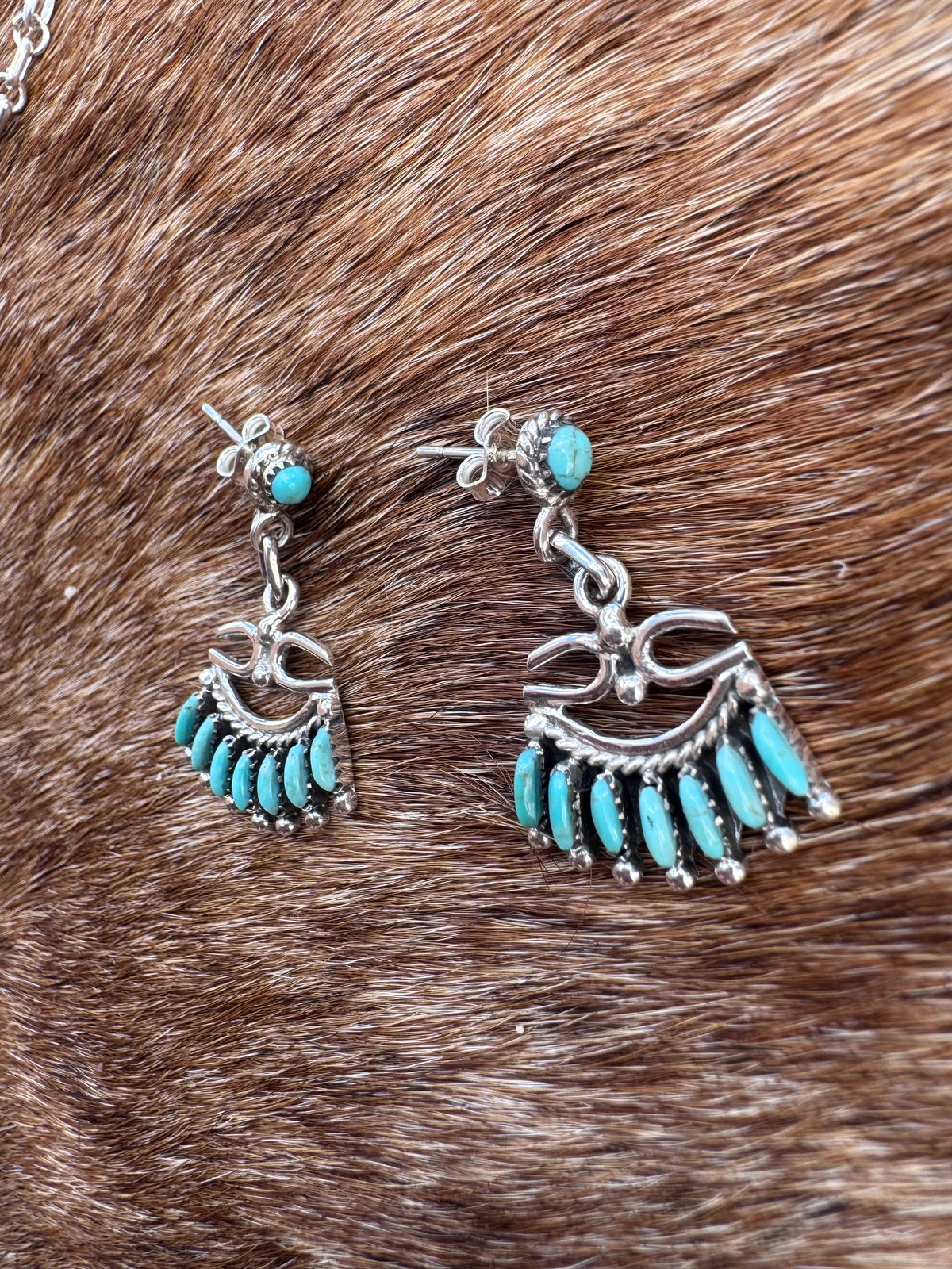 Handmade Sterling Silver & Turquoise Needlepoint Necklace Set