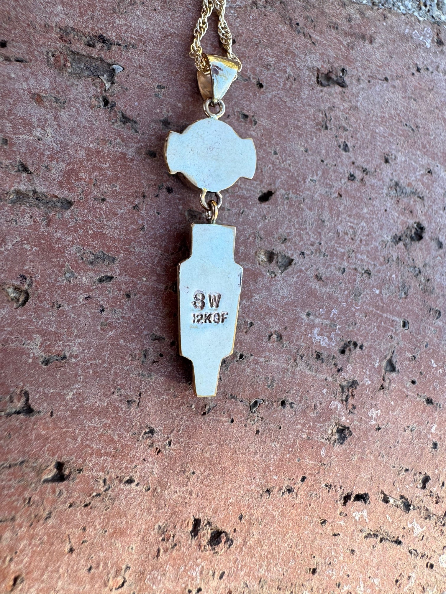 Handmade Gold Filled Over Sterling Silver & Turquoise Inlay Pendant Necklace