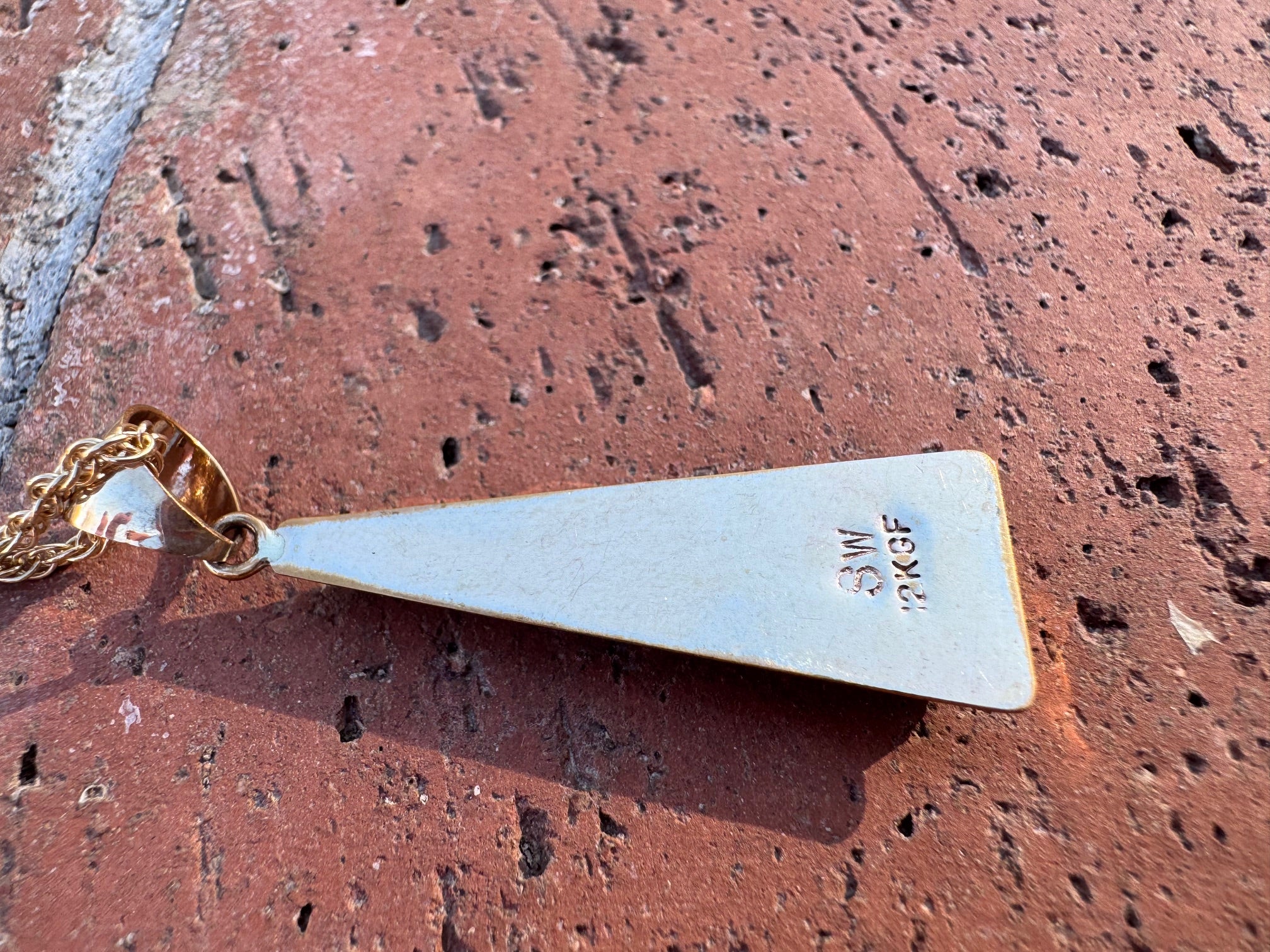 Handmade Gold Filled Over Sterling Silver & Multi Stone Inlay Pendant Necklace