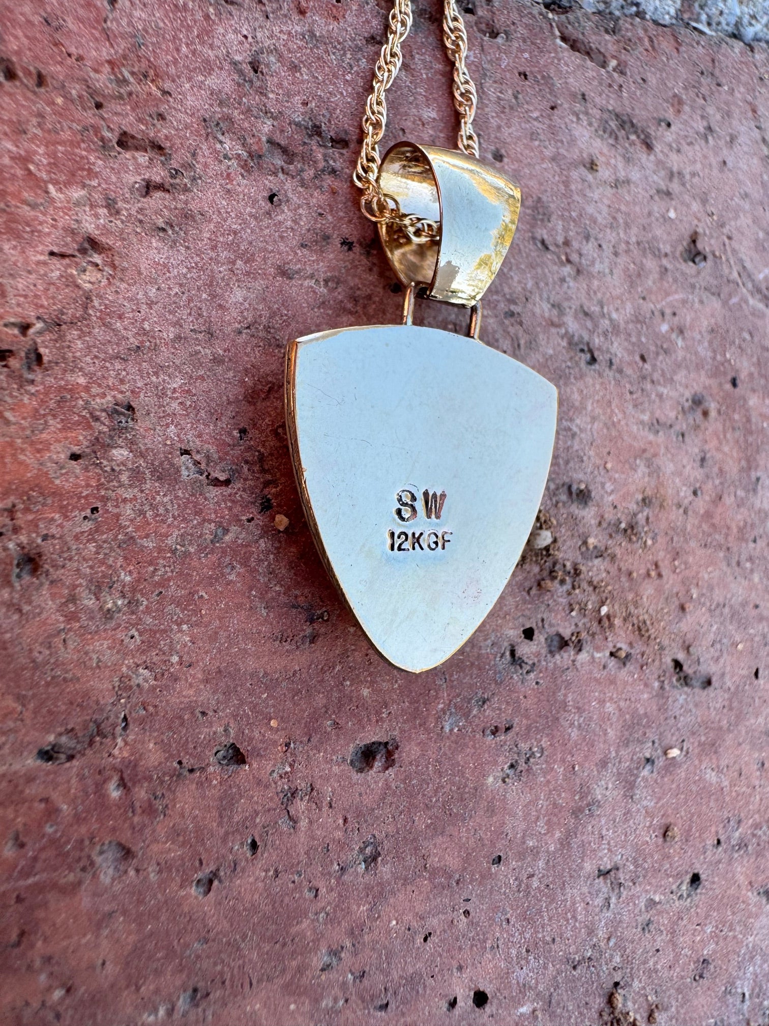 Handmade Gold Filled Over Sterling Silver & Turquoise Inlay Pendant Necklace