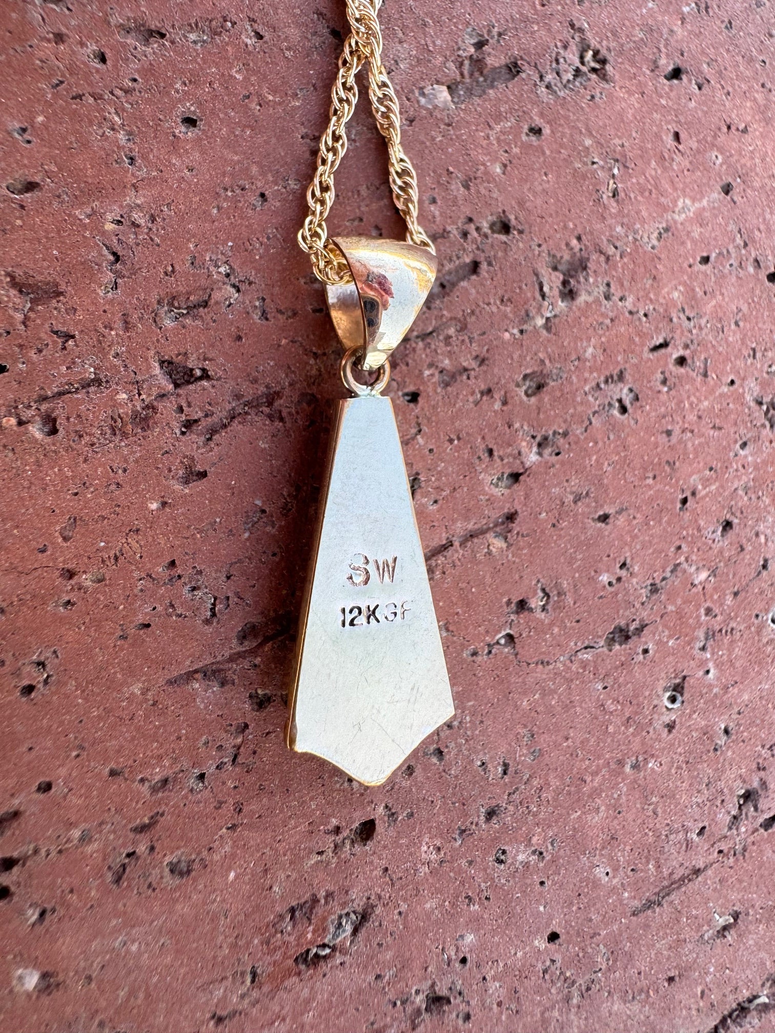 Handmade Gold Filled Over Sterling Silver & Turquoise Inlay Pendant Necklace