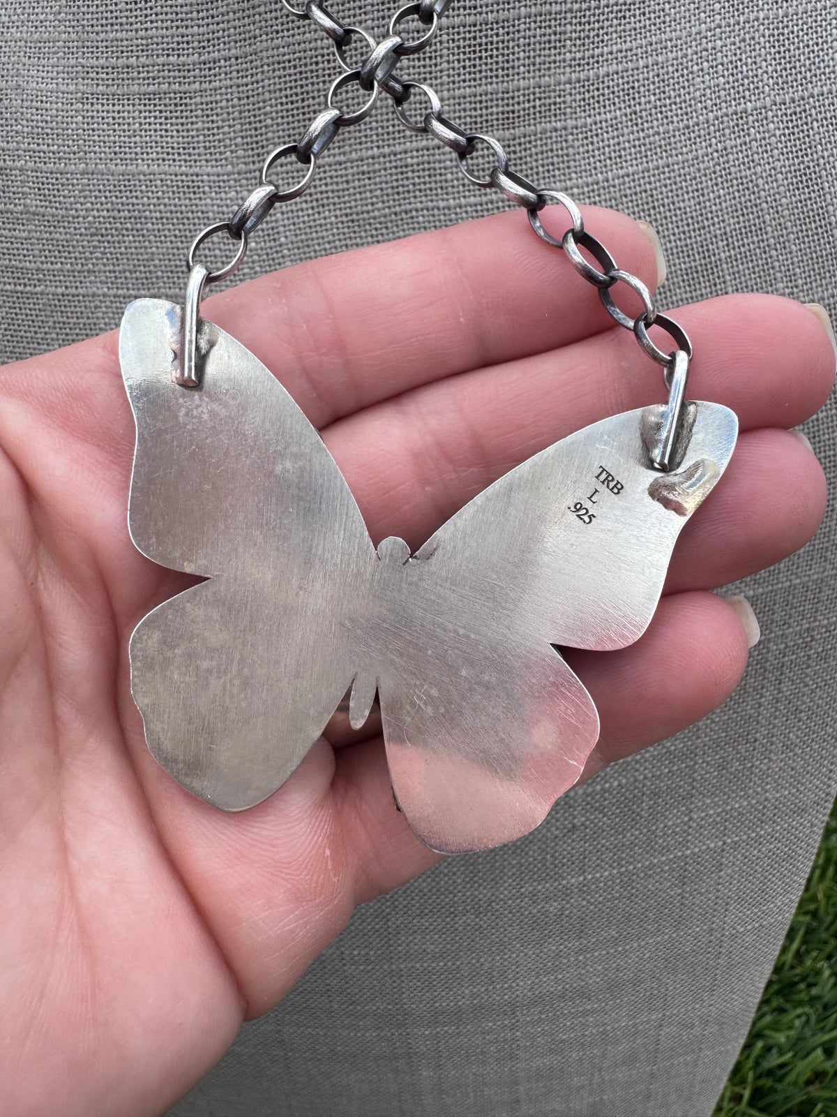 Handmade Sterling Silver & Multi Stone Butterfly 19.75" Necklace by Roaming Buffalo