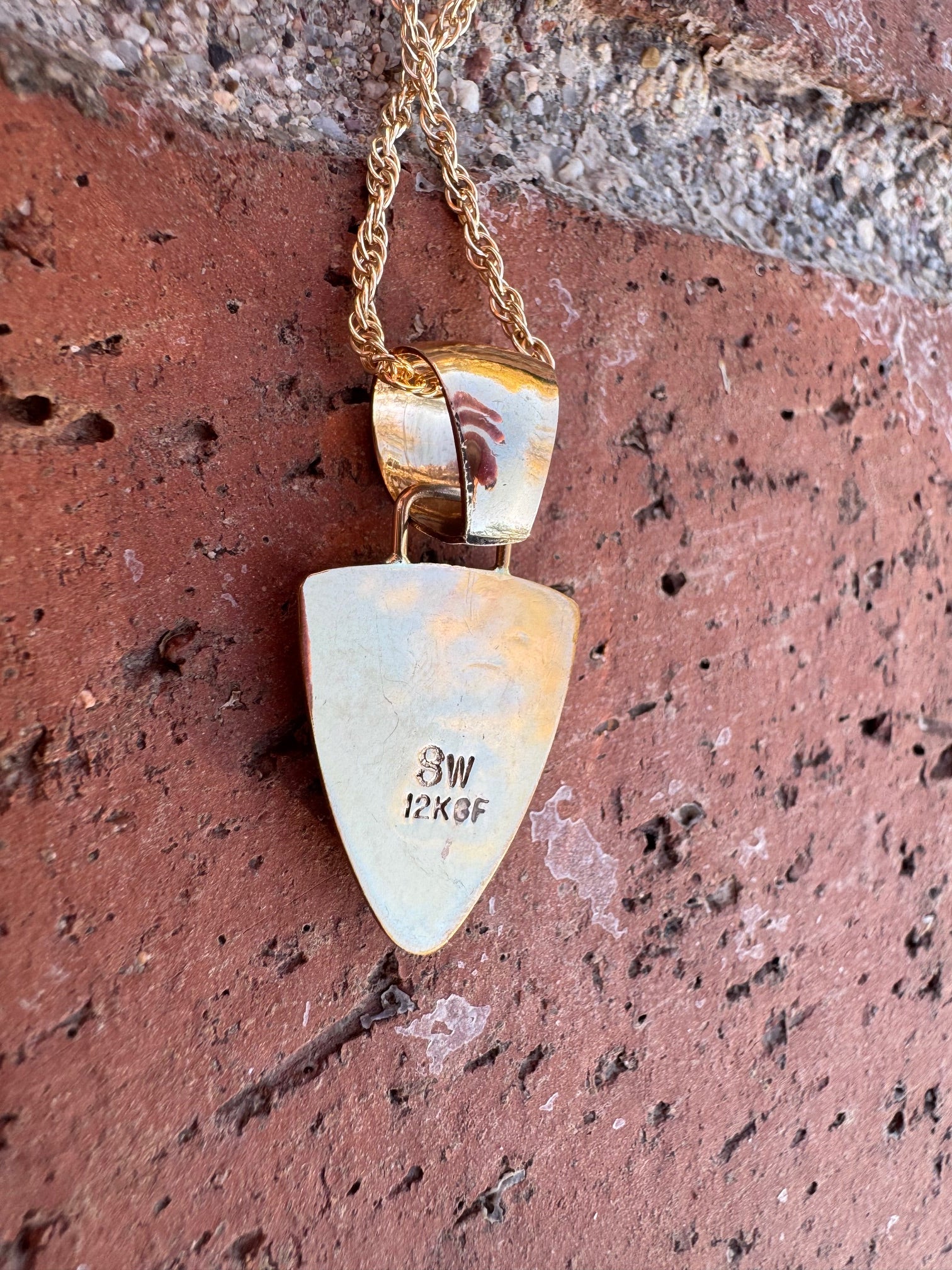 Handmade Gold Filled Over Sterling Silver & Sonoran Mountain Turquoise Inlay Pendant Necklace