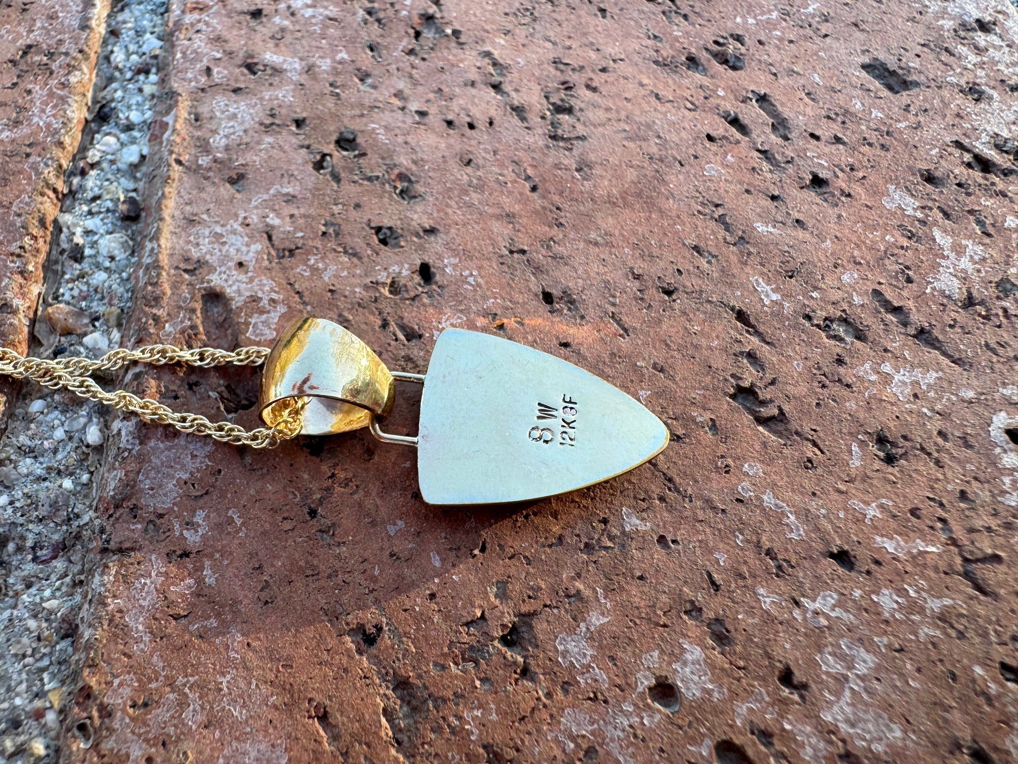 Handmade Gold Filled Over Sterling Silver & Opal Inlay Pendant Necklace