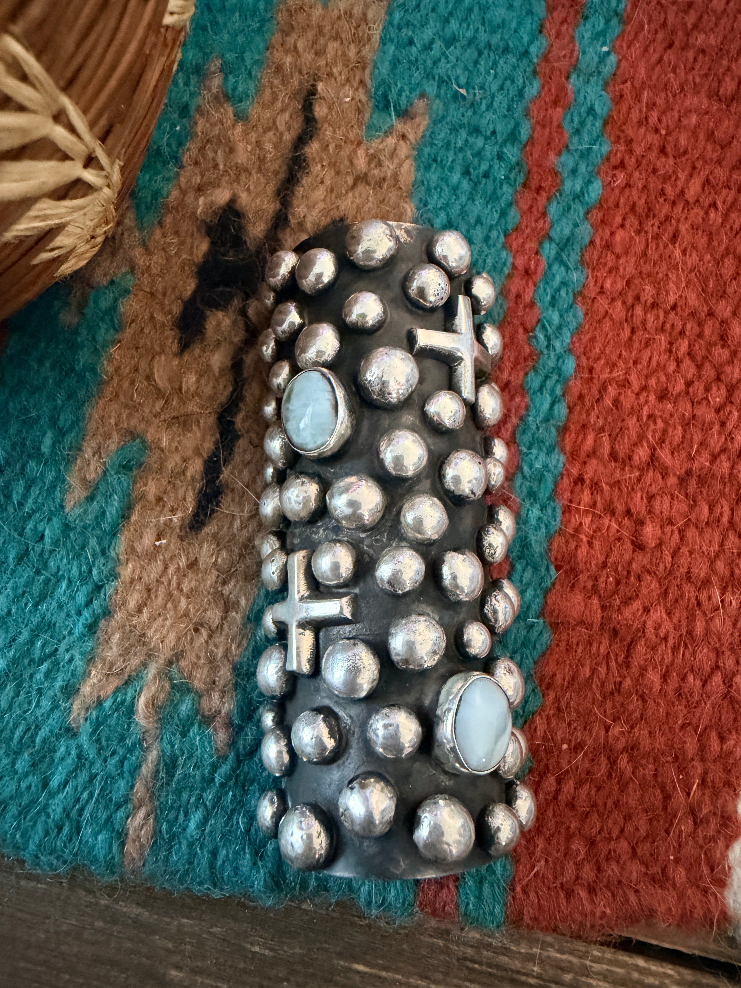 Handcrafted Golden Hills Turquoise & Sterling Silver Hair Pin Barrette by Chimney Butte