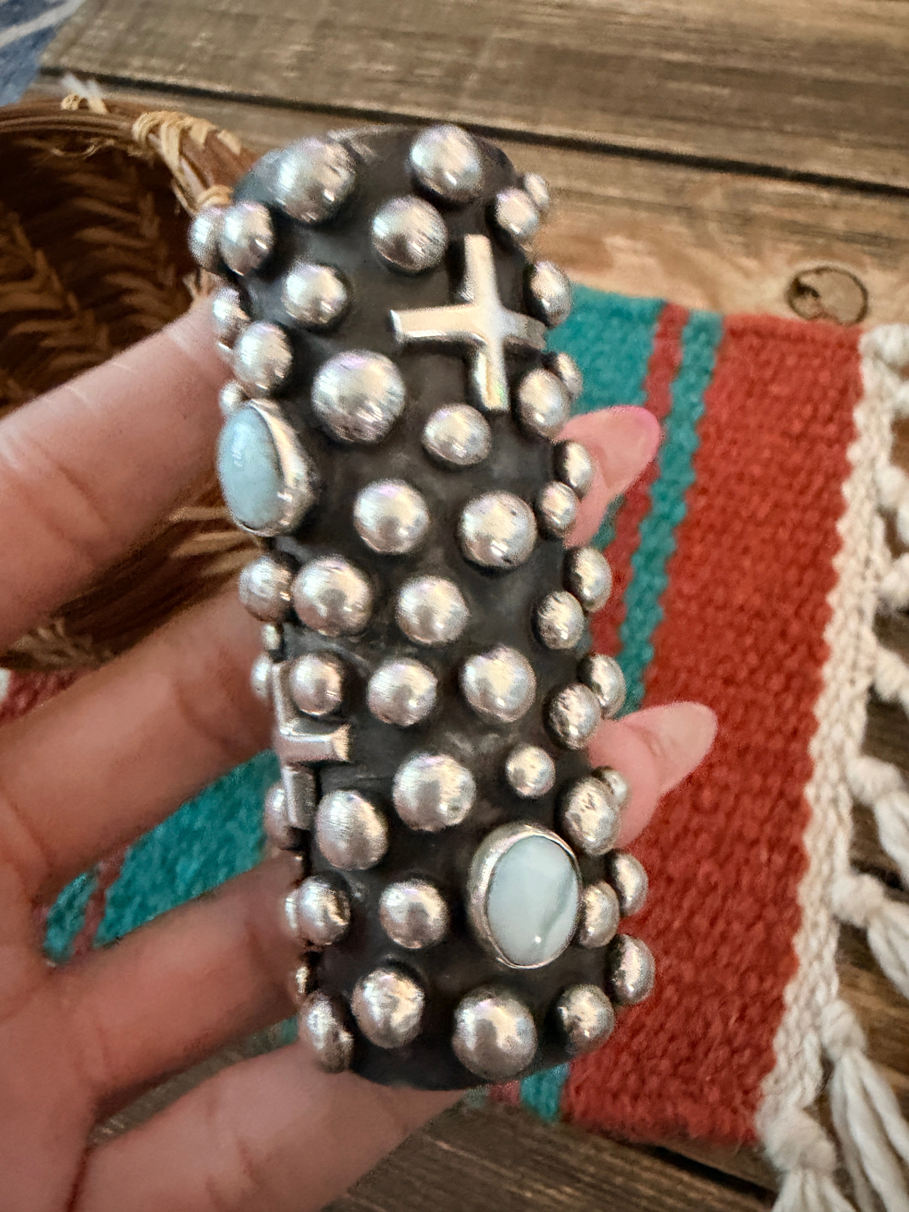Handcrafted Golden Hills Turquoise & Sterling Silver Hair Pin Barrette by Chimney Butte