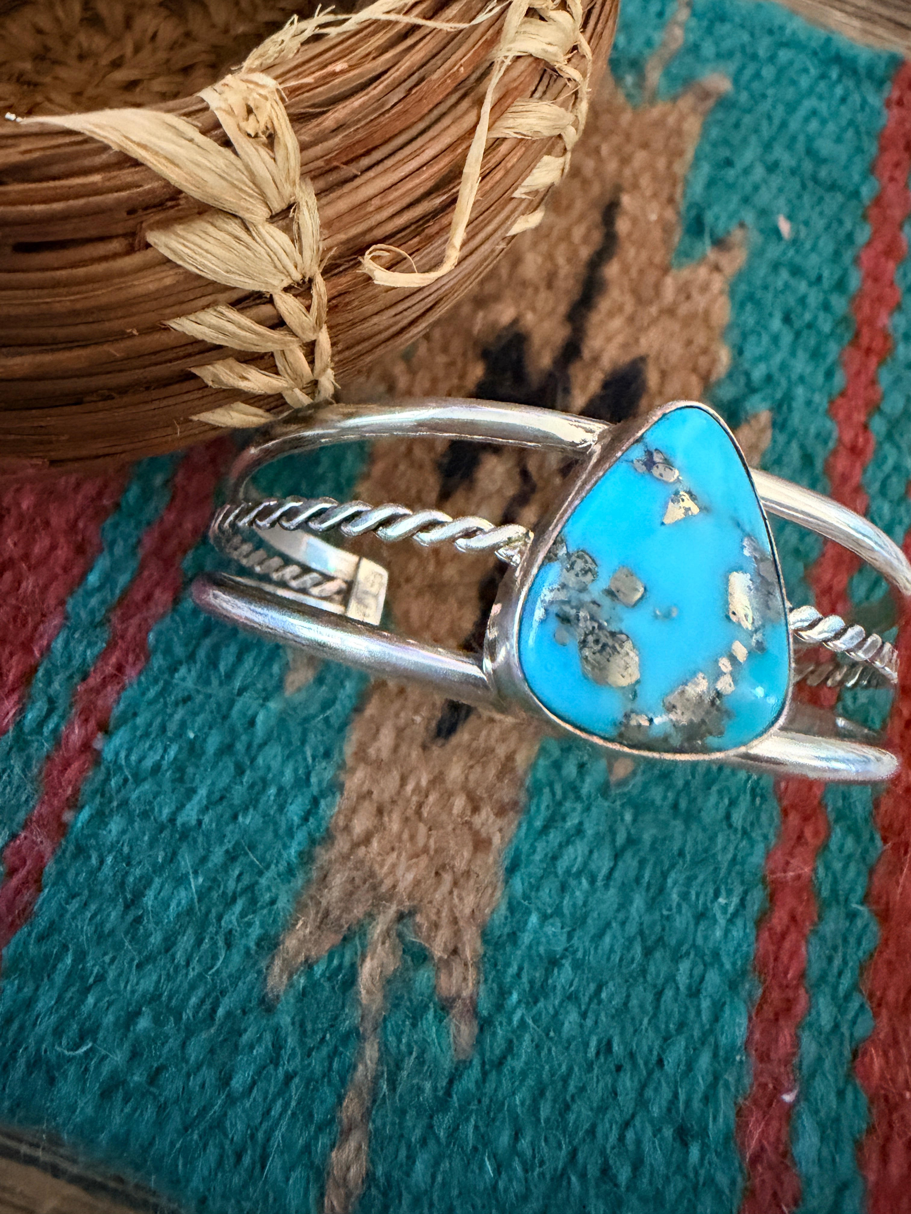 Handcrafted Morenci Turquoise & Sterling Silver Cuff Bracelet