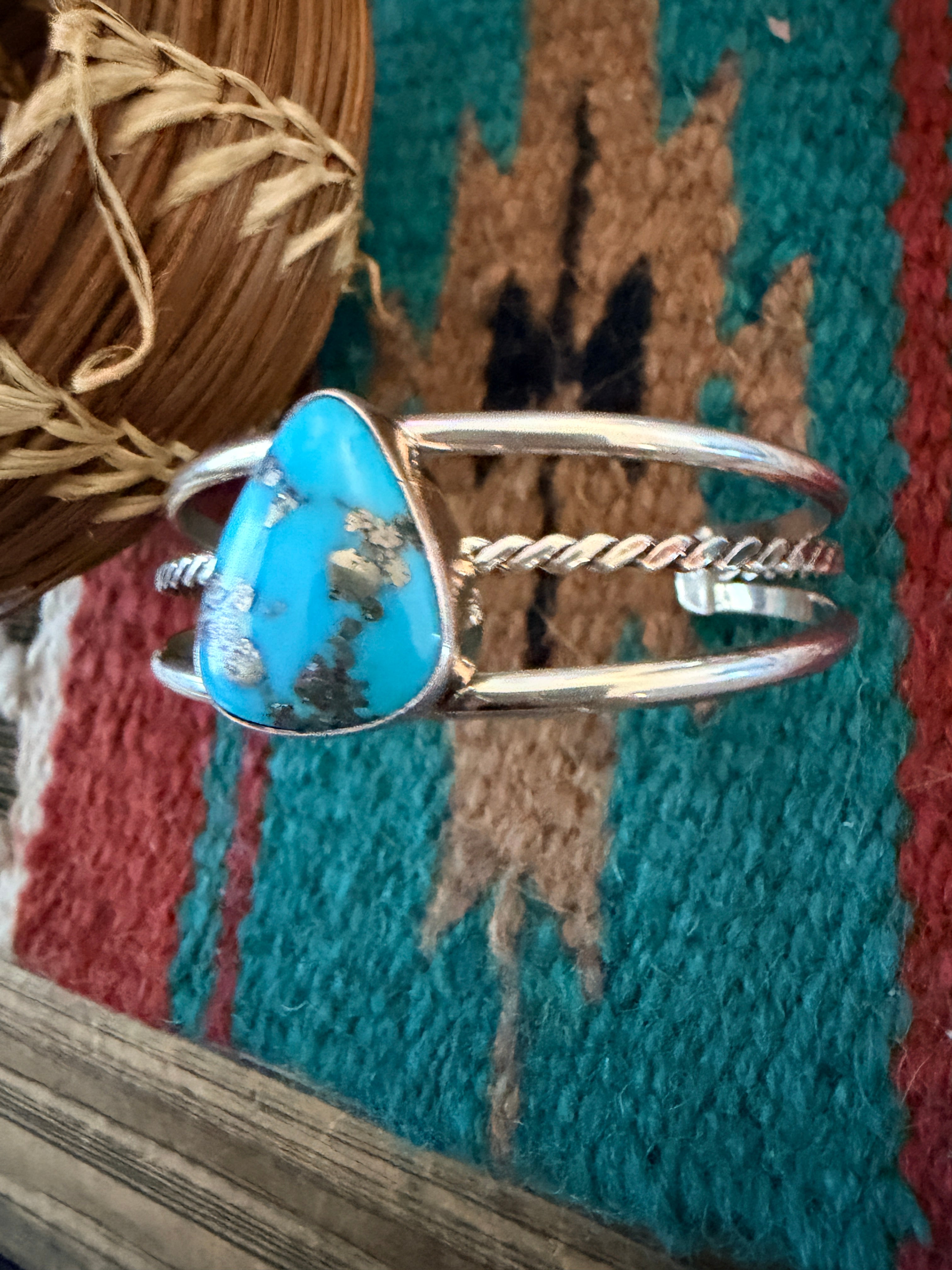 Handcrafted Morenci Turquoise & Sterling Silver Cuff Bracelet