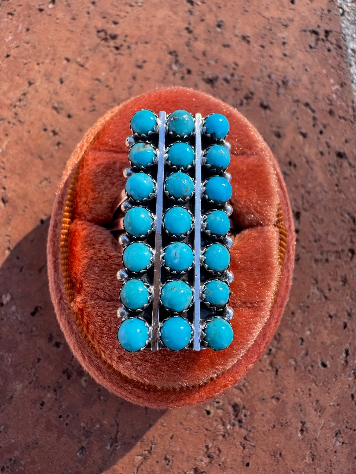 Handcrafted Turquoise & Sterling Silver Cluster Ring
