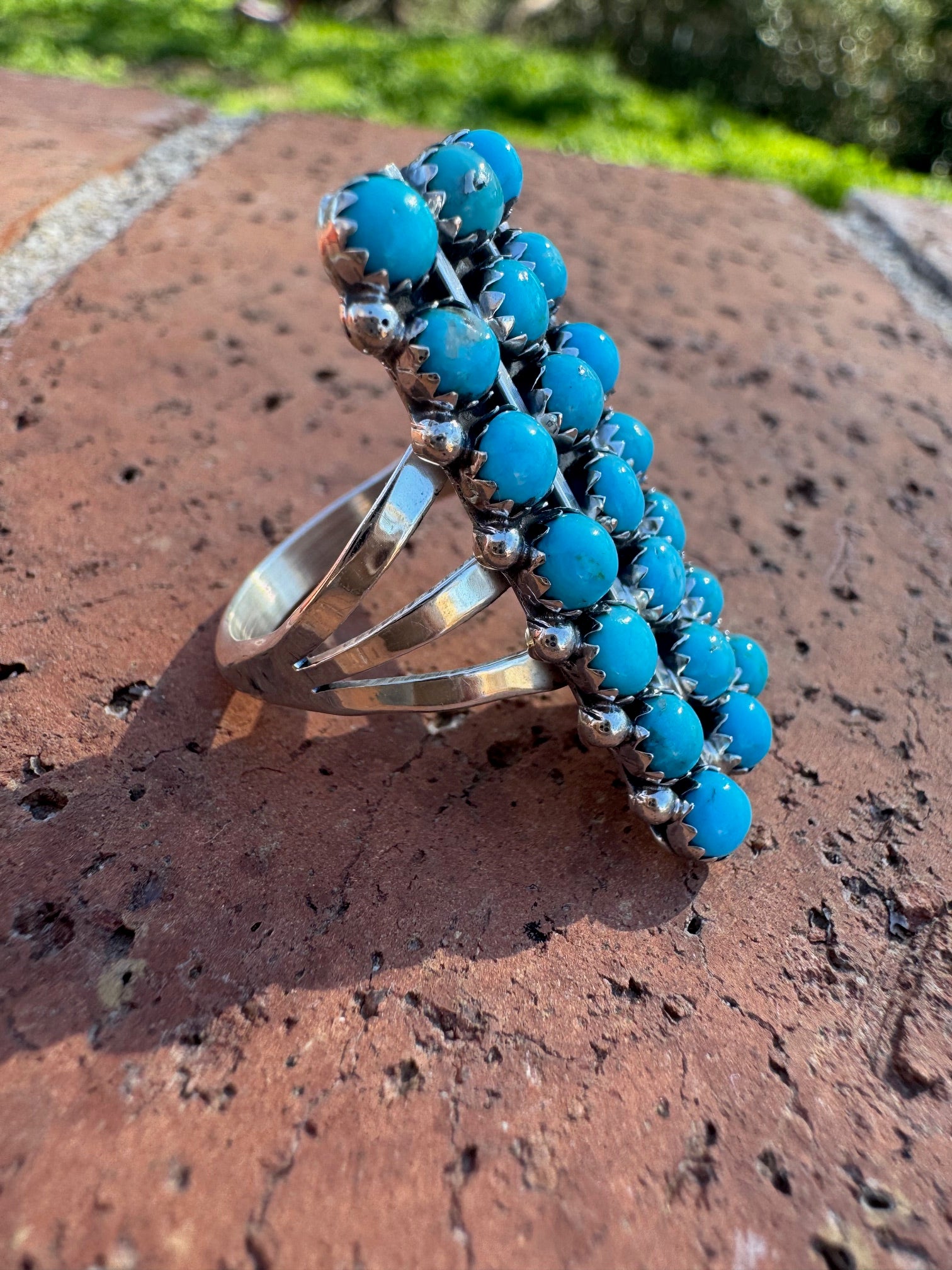 Handcrafted Turquoise & Sterling Silver Cluster Ring