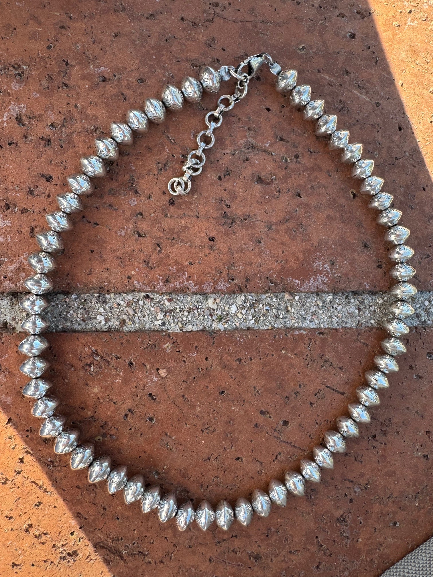 Handmade Sterling Silver Elegant Saucer 8mm Beaded Necklace