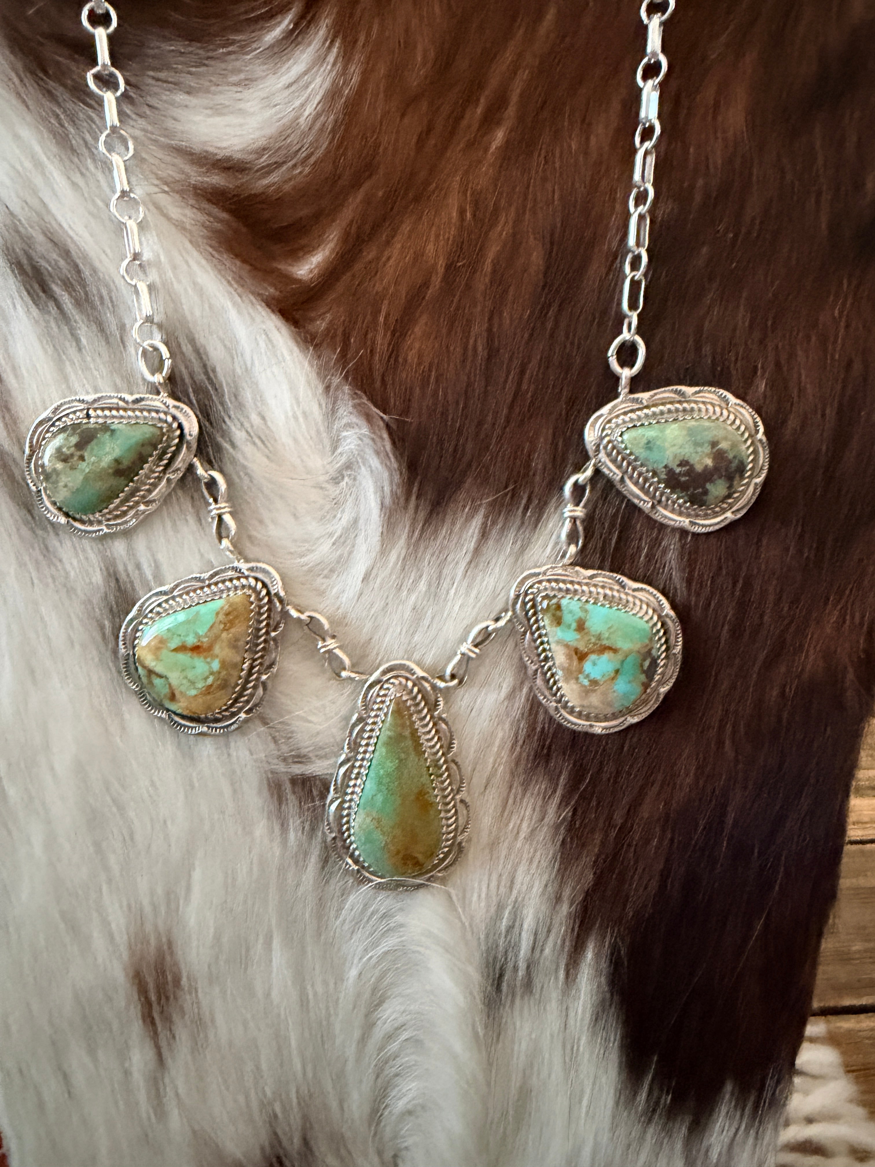 Handcrafted Turquoise & Sterling Silver Necklace by Julia Etsitty