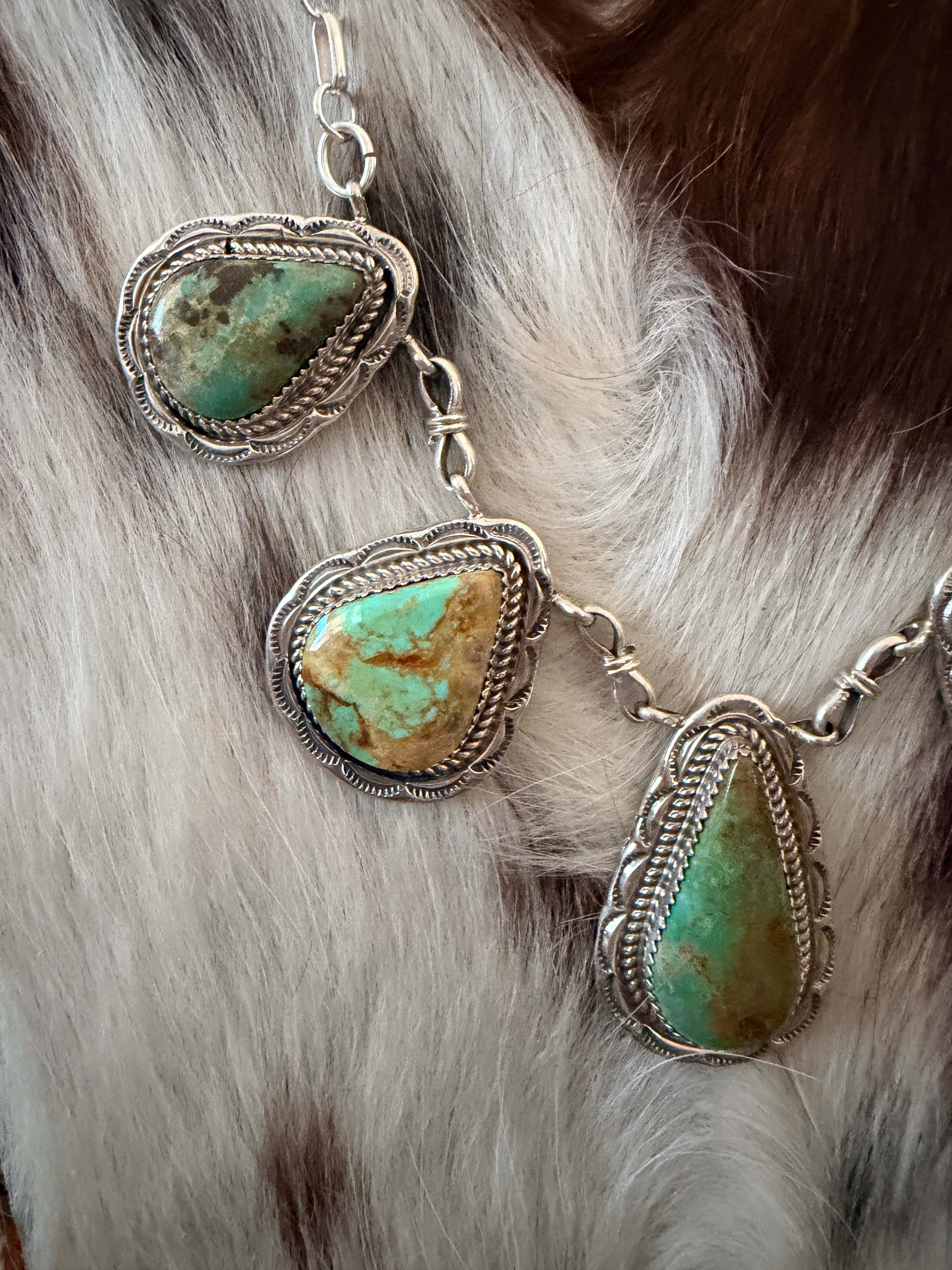 Handcrafted Turquoise & Sterling Silver Necklace by Julia Etsitty