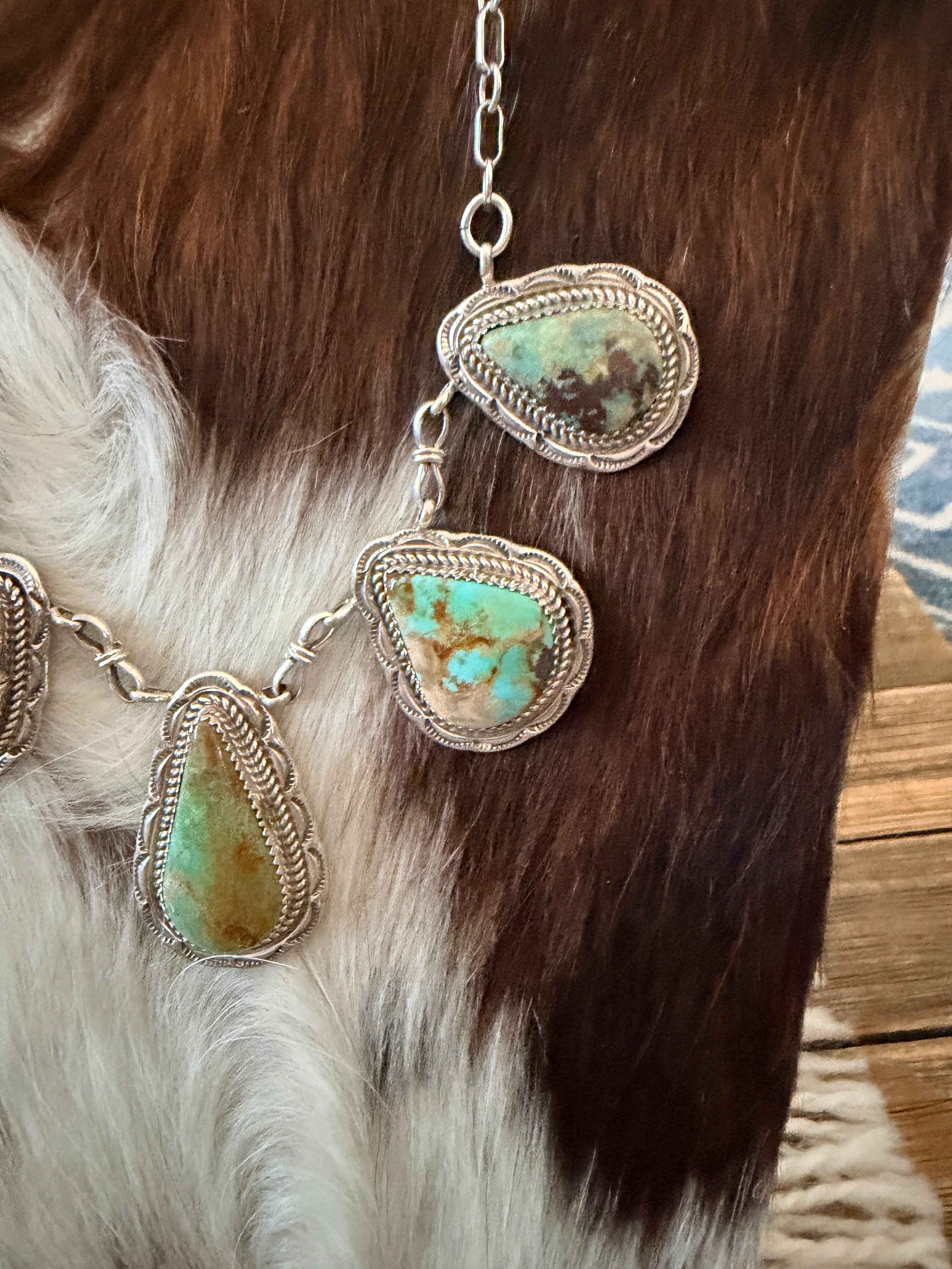 Handcrafted Turquoise & Sterling Silver Necklace by Julia Etsitty