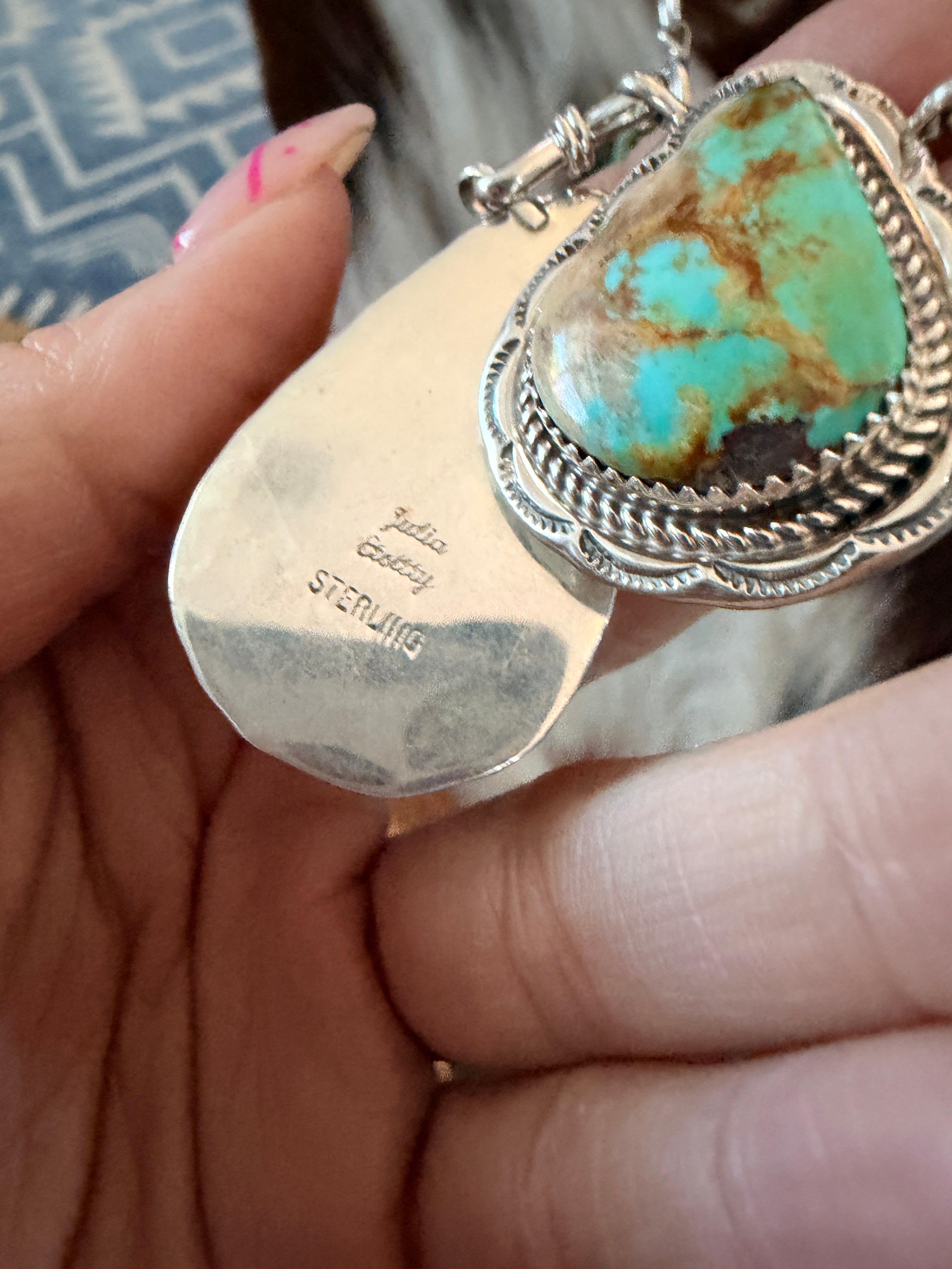 Handcrafted Turquoise & Sterling Silver Necklace by Julia Etsitty