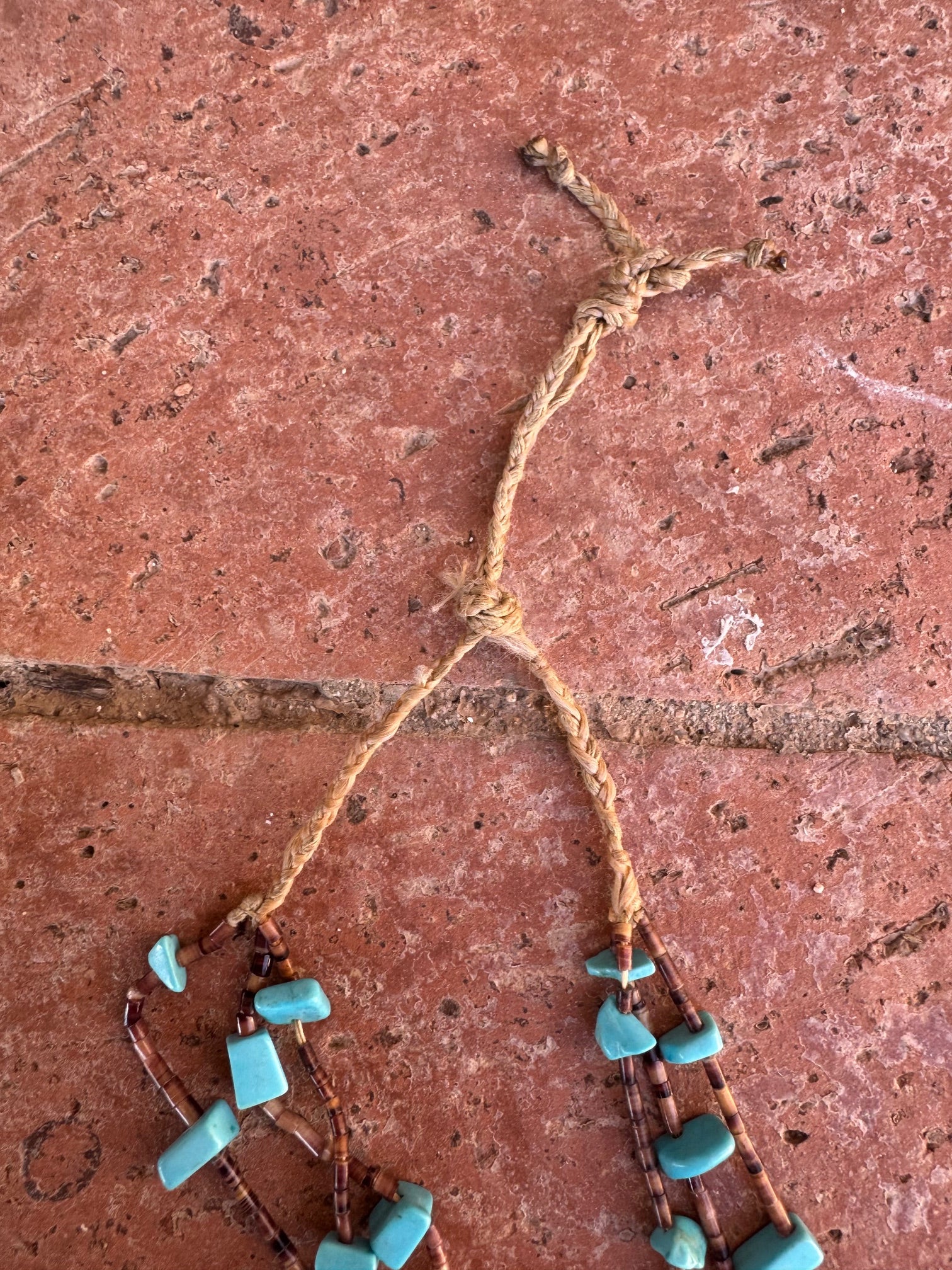 Handcrafted Turquoise & Heishi 3 strand Beaded Necklace 28"