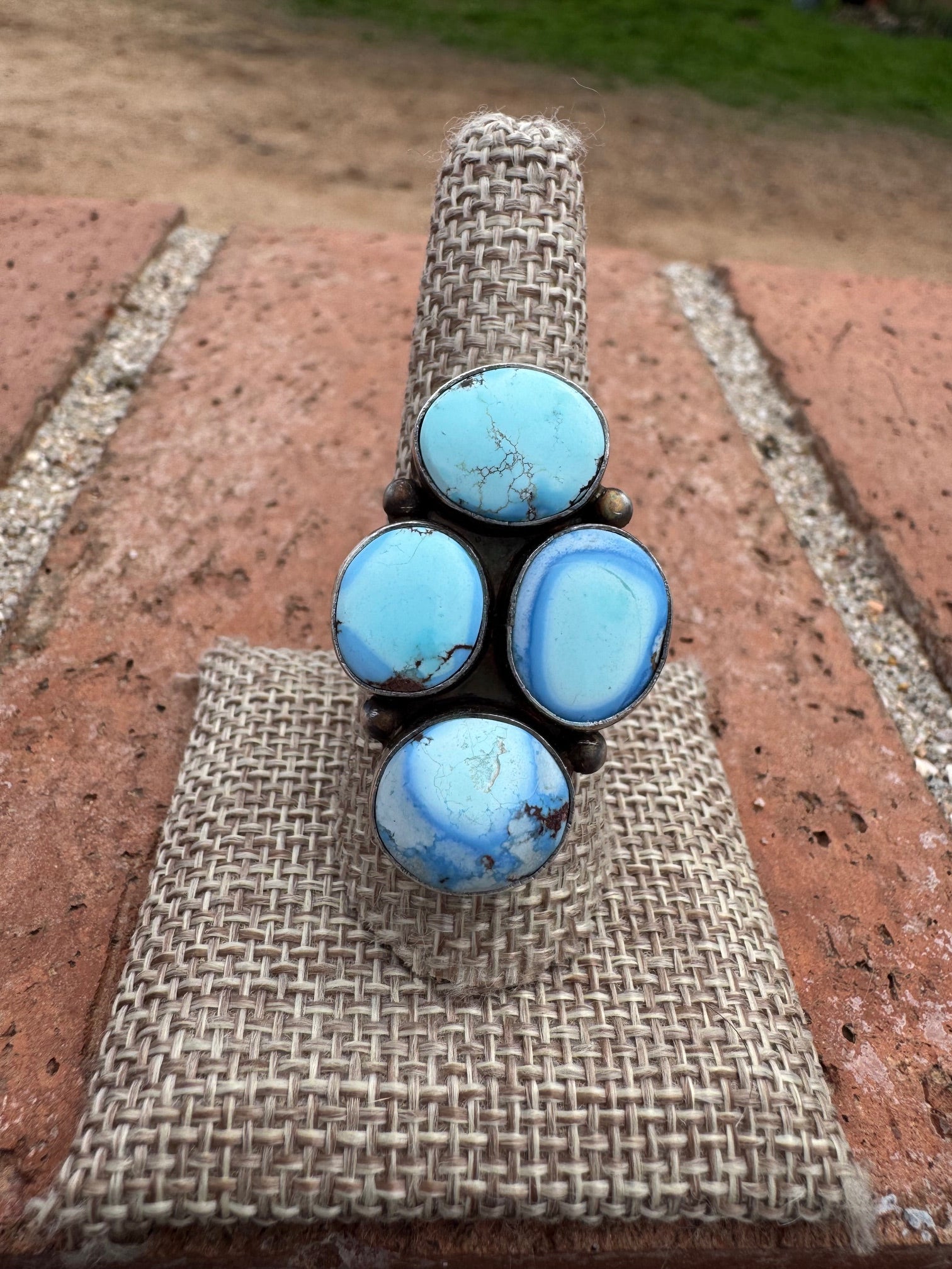 Handcrafted Golden Hills Turquoise & Sterling Silver Ring