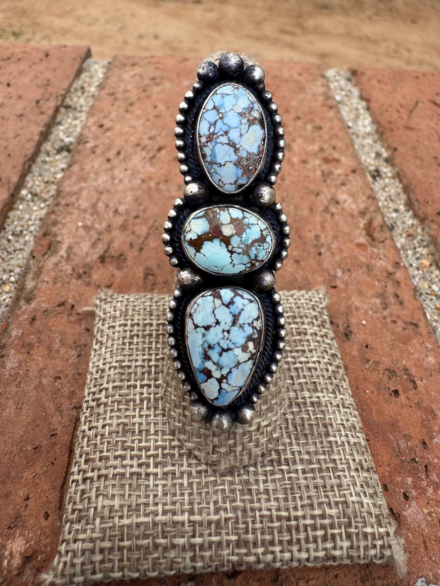 Handcrafted Golden Hills Turquoise & Sterling Silver Ring