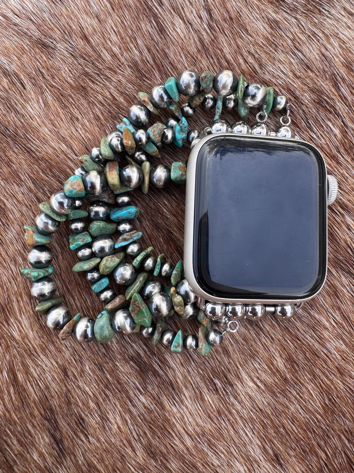 Handmade Royston & Sterling Silver Pearl Stretch 4-6mm Beaded Watch Band 5.5-6"