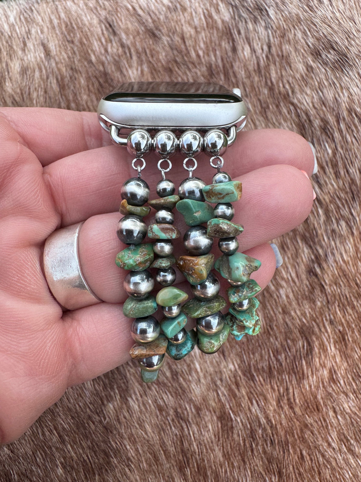 Handmade Royston & Sterling Silver Pearl Stretch 4-6mm Beaded Watch Band 5.5-6"