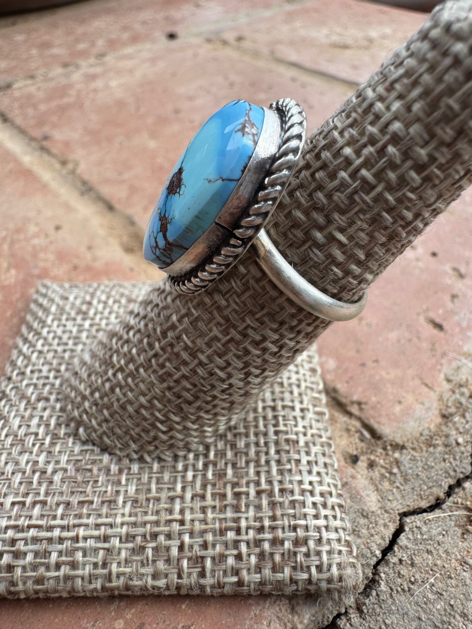 Handcrafted Golden Hills Turquoise & Sterling Silver Ring Size 6