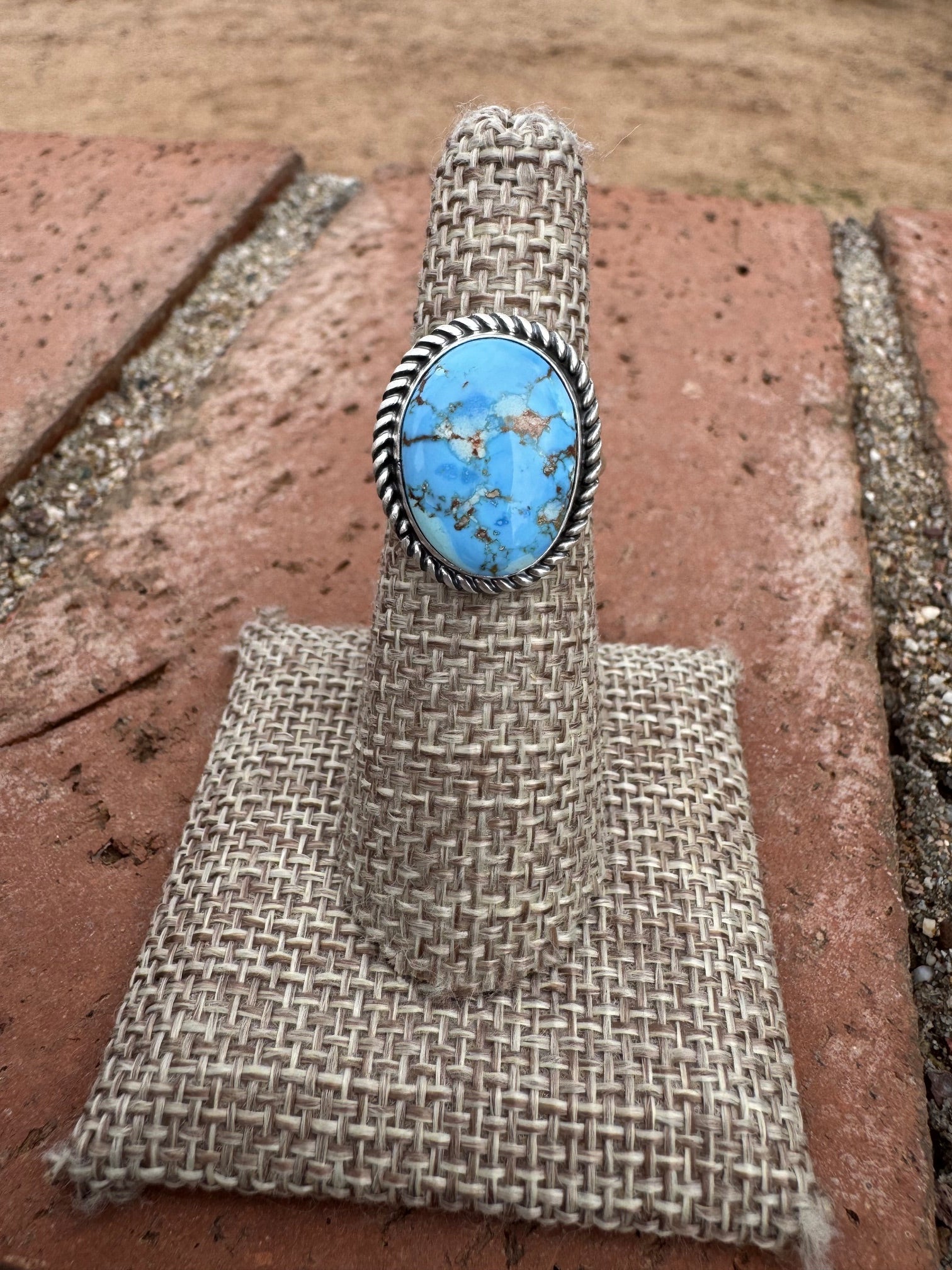 Handcrafted Golden Hills Turquoise & Sterling Silver Ring Size 6
