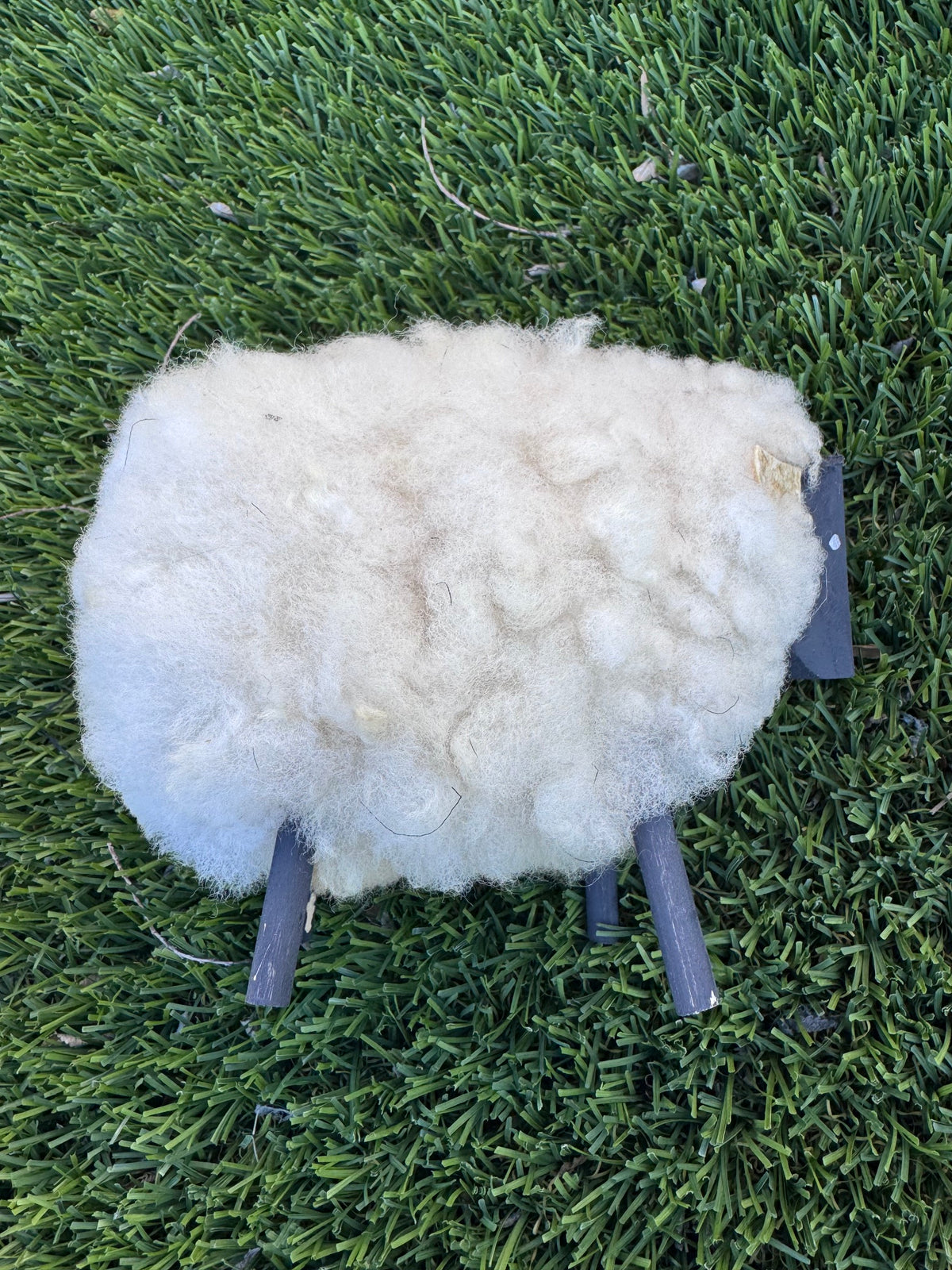 Handcrafted Sheep Figurine With Authentic Sheep Wool by Lorinda Chicharello