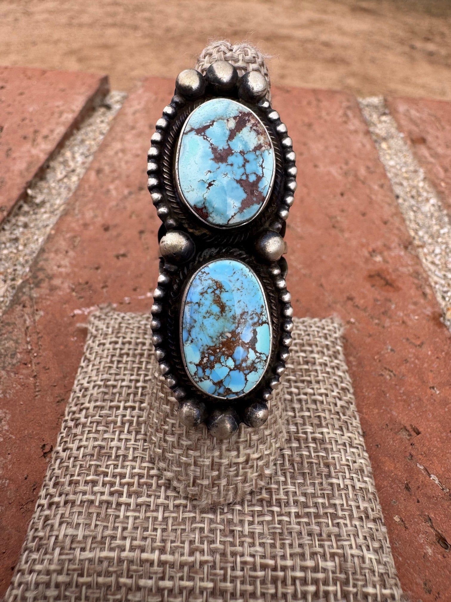 Handcrafted Golden Hills Turquoise & Sterling Silver Ring Size 7