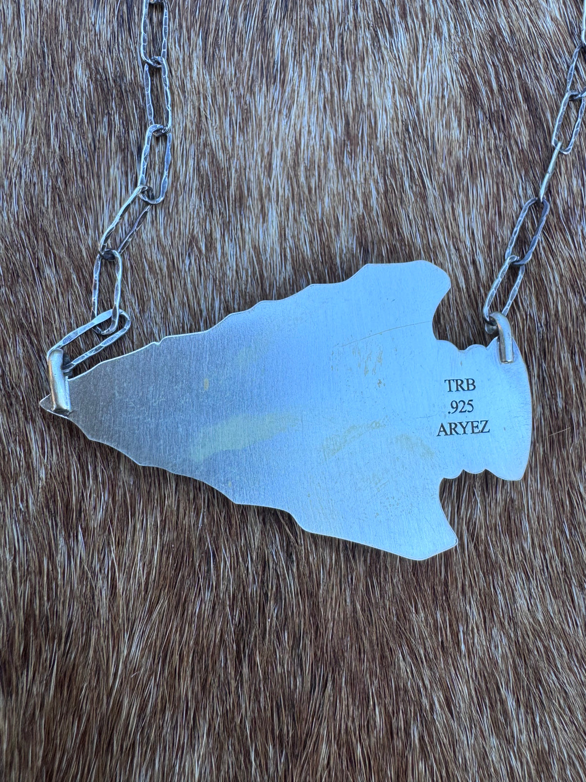 Handmade Sterling Silver & Turquoise Arrowhead 20" Necklace by Roaming Buffalo